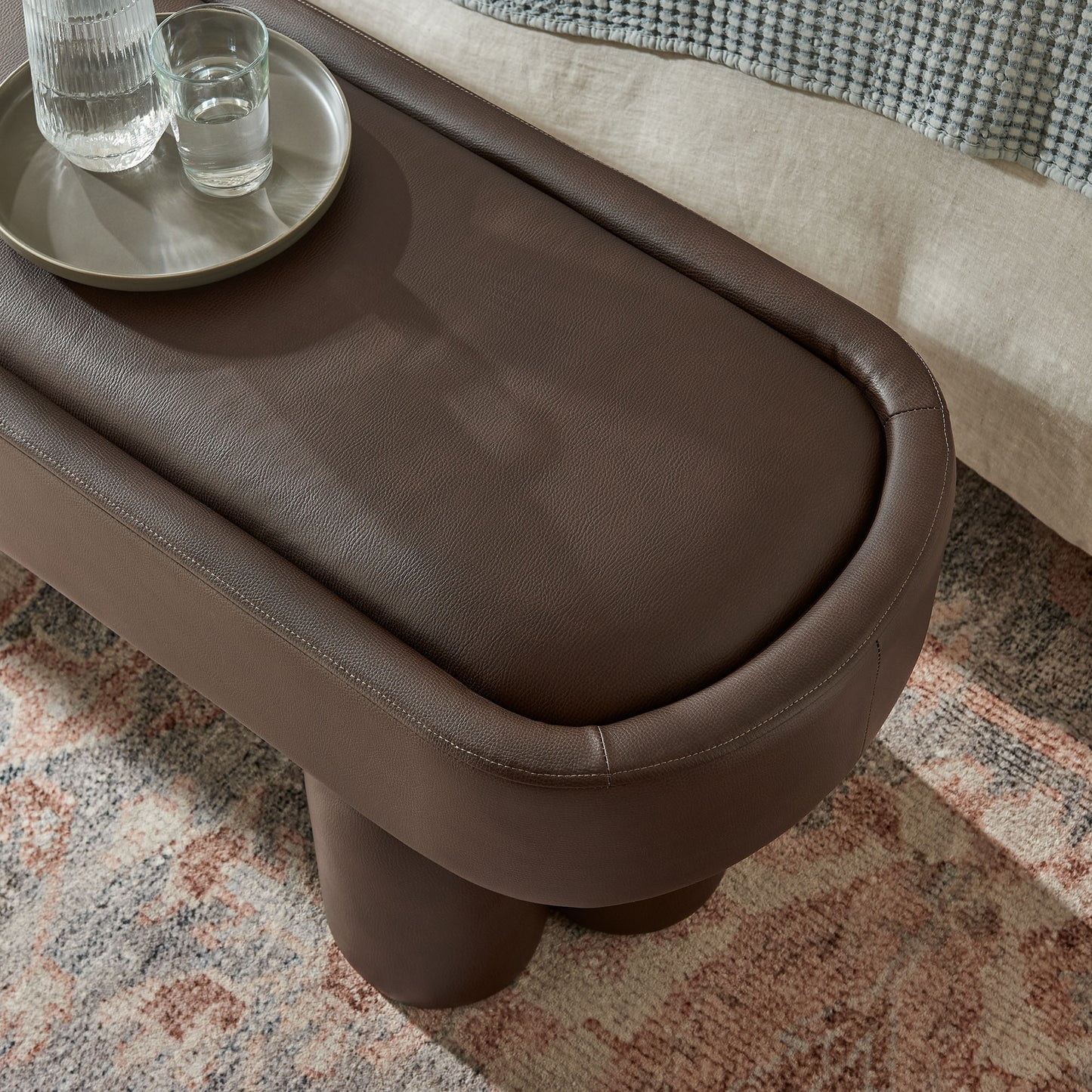 Mossi 52-Inch Oval Vegan Leather Bench by Modway