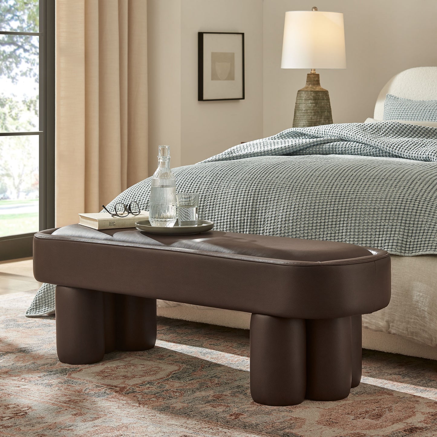 Mossi 52-Inch Oval Vegan Leather Bench by Modway