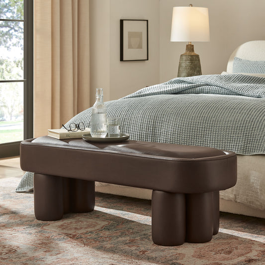Mossi 52-Inch Oval Vegan Leather Bench by Modway