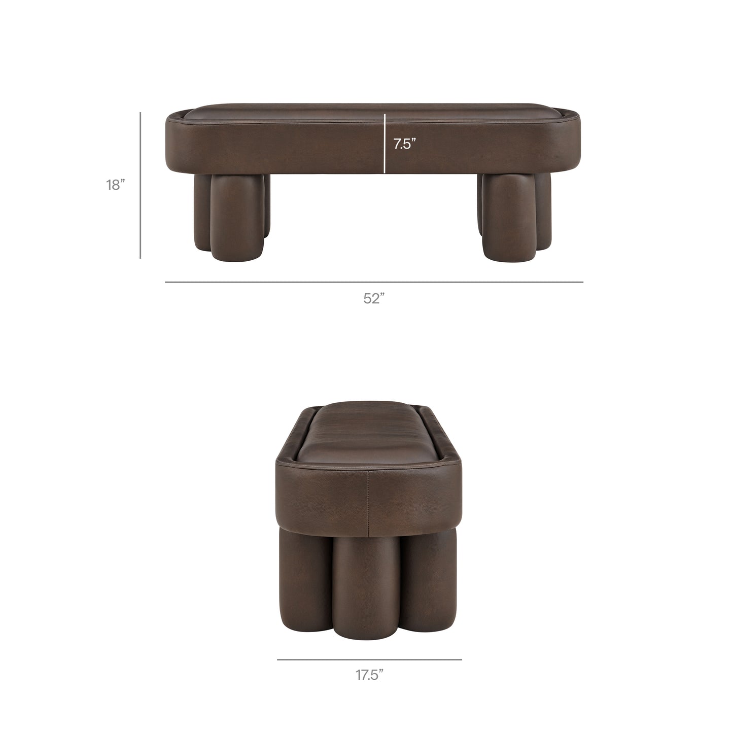 Mossi 52-Inch Oval Vegan Leather Bench by Modway