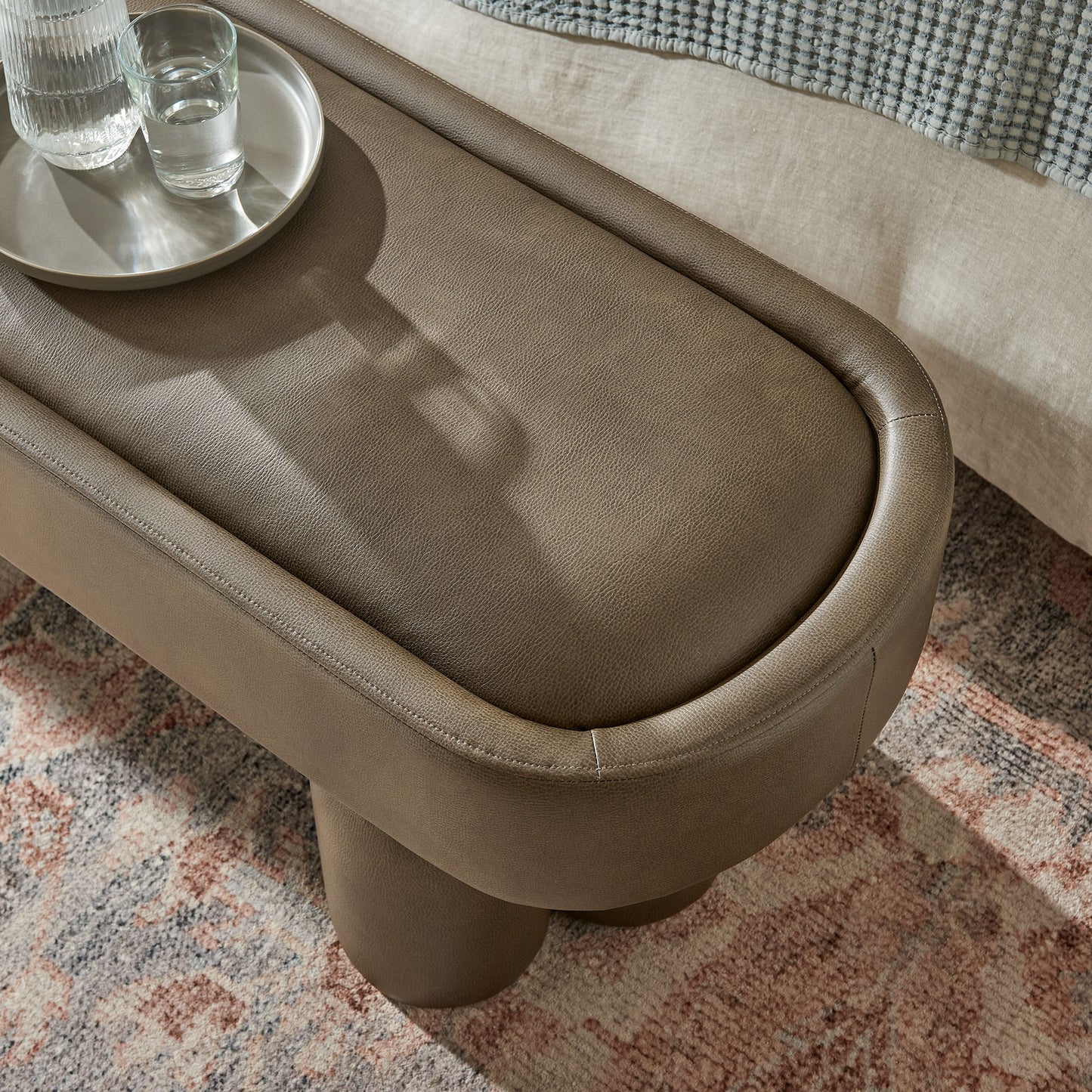 Mossi 52-Inch Oval Vegan Leather Bench by Modway