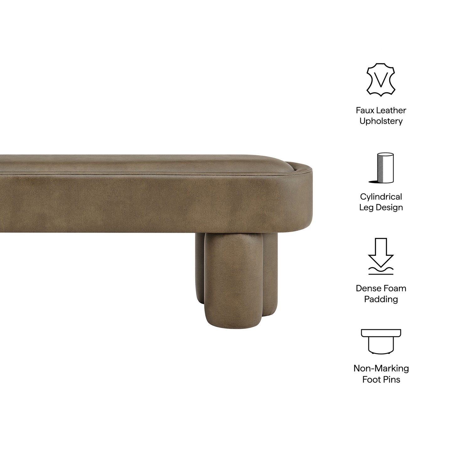 Mossi 52-Inch Oval Vegan Leather Bench by Modway