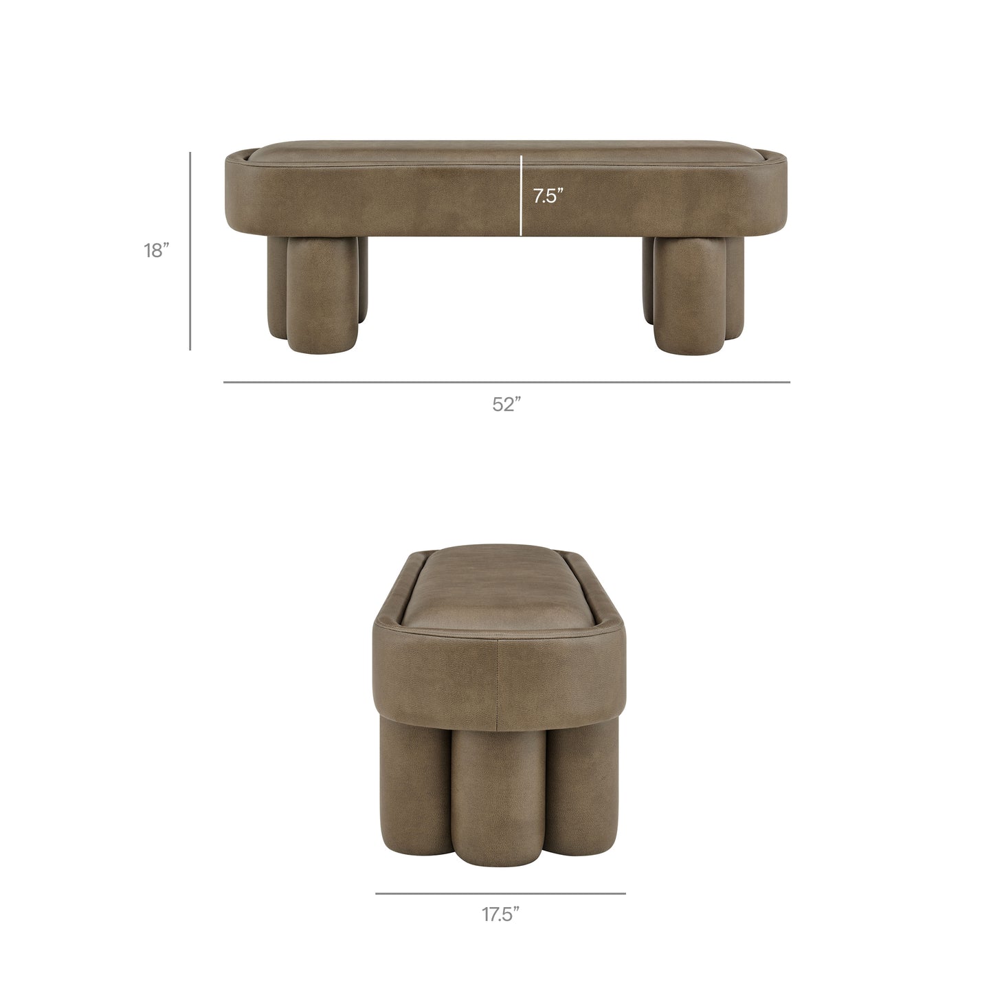Mossi 52-Inch Oval Vegan Leather Bench by Modway
