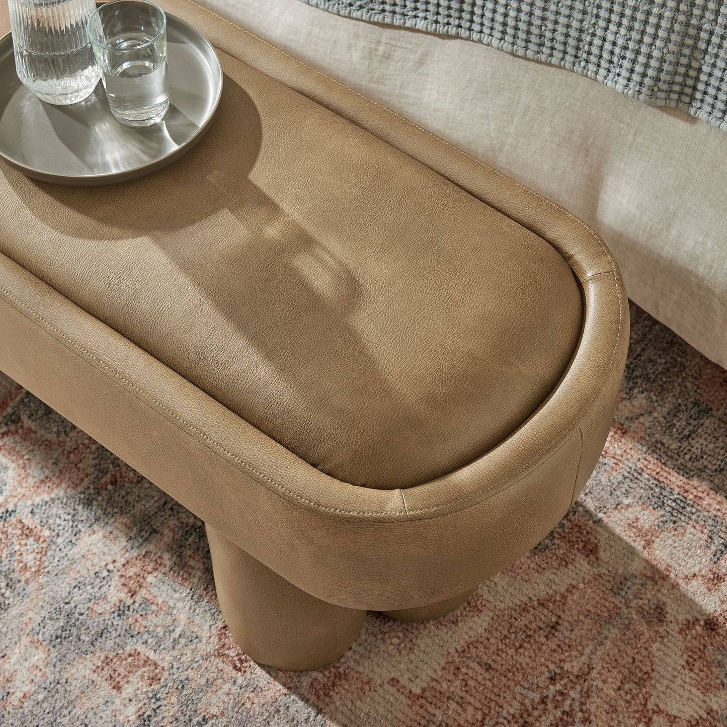 Mossi 52-Inch Oval Vegan Leather Bench by Modway