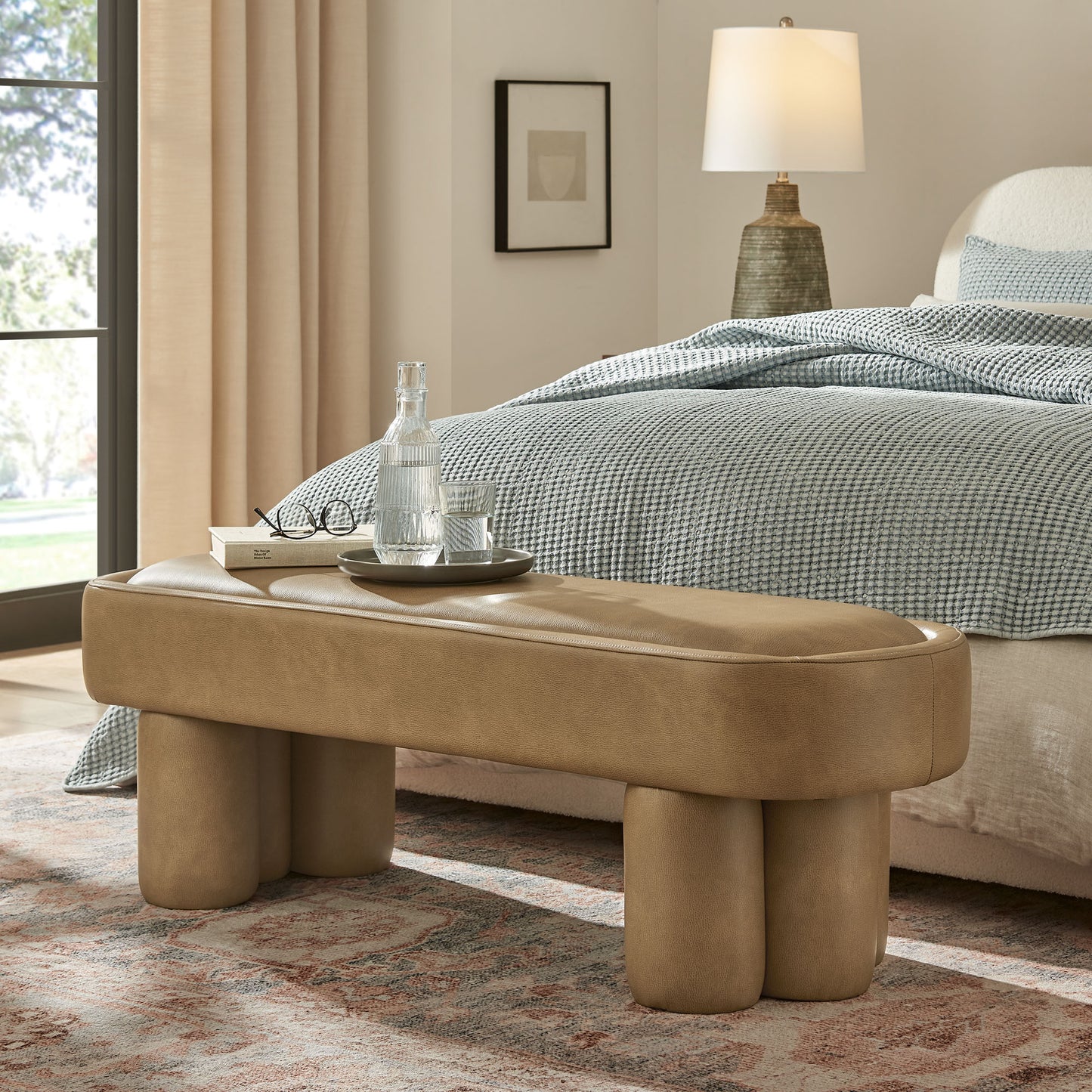 Mossi 52-Inch Oval Vegan Leather Bench by Modway