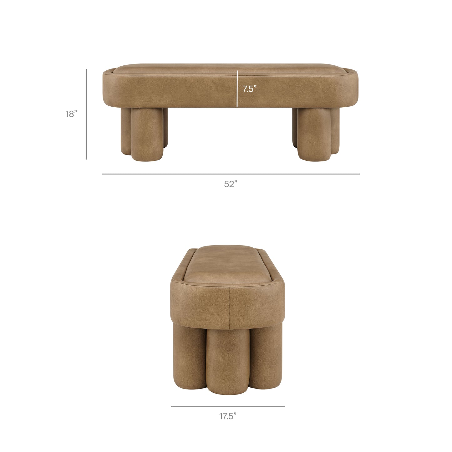 Mossi 52-Inch Oval Vegan Leather Bench by Modway
