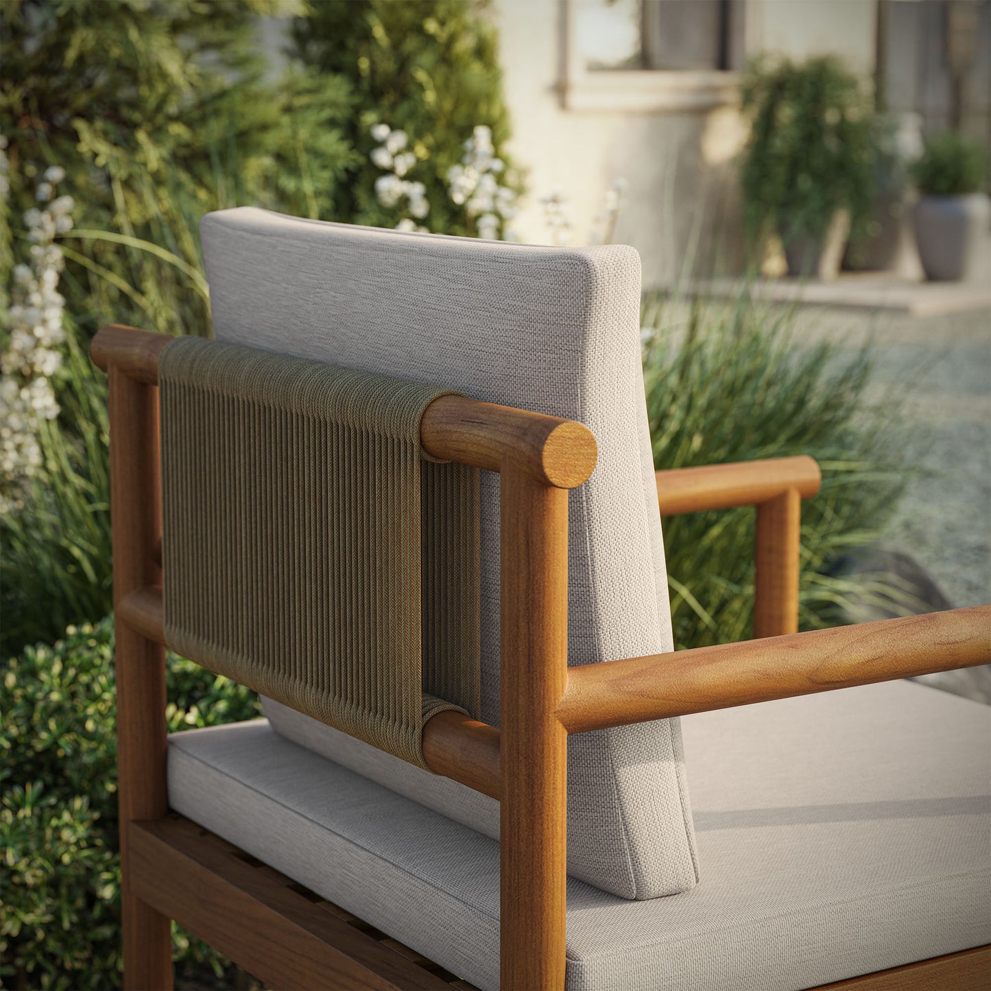 Eleni Outdoor Patio Teak Wood Rope Dining Chair by Modway