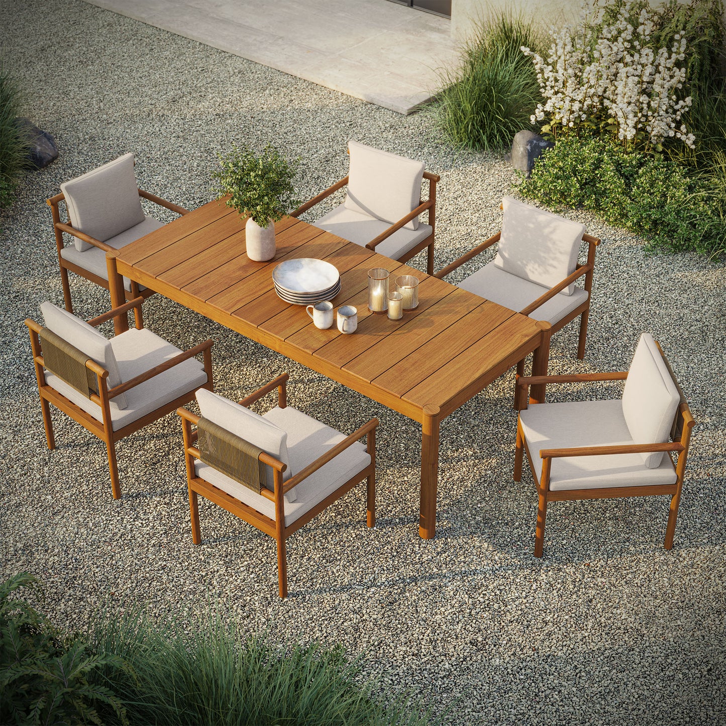 Eleni 7 Piece Outdoor Patio Teak Wood Dining Set by Modway