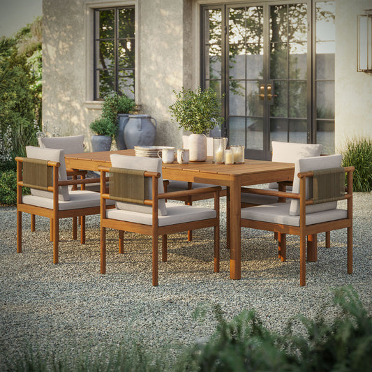 Eleni 7 Piece Outdoor Patio Teak Wood Dining Set by Modway