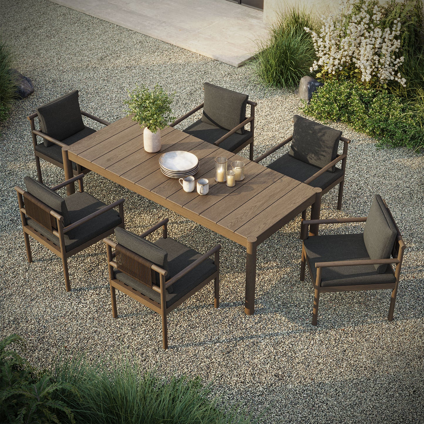Eleni 7 Piece Outdoor Patio Teak Wood Dining Set by Modway