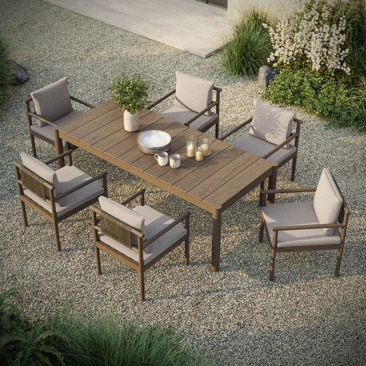 Eleni 7 Piece Outdoor Patio Teak Wood Dining Set by Modway