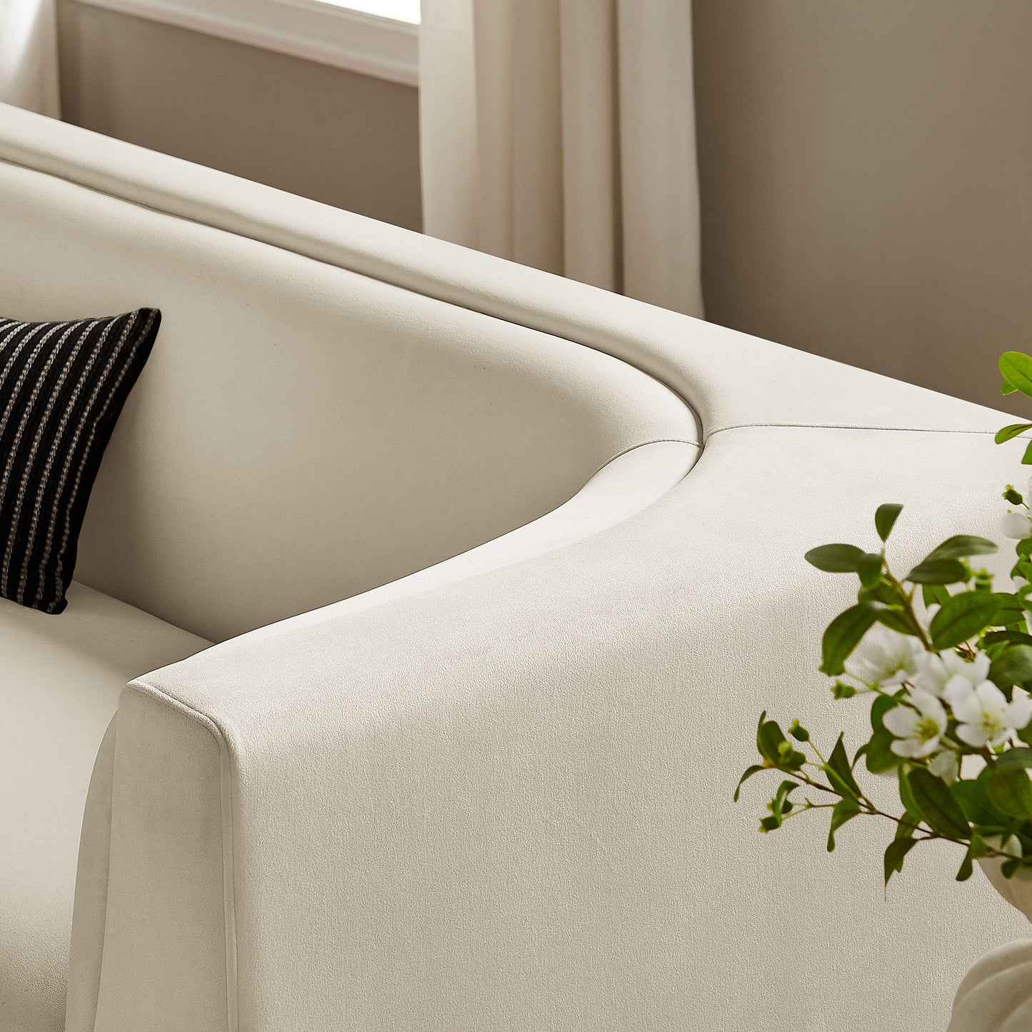 Hilda 86" Curved Back Performance Velvet Sofa by Modway