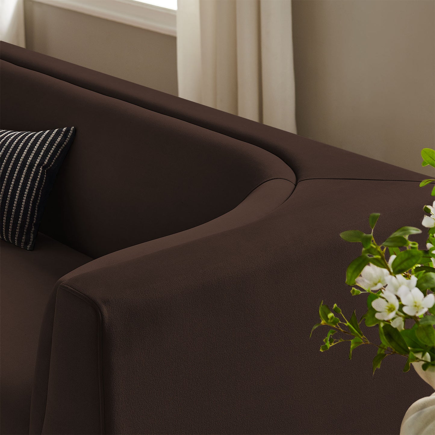 Hilda 86" Curved Back Performance Velvet Sofa by Modway