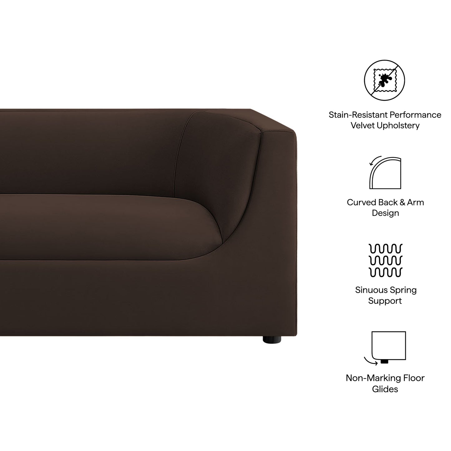 Hilda 86" Curved Back Performance Velvet Sofa by Modway