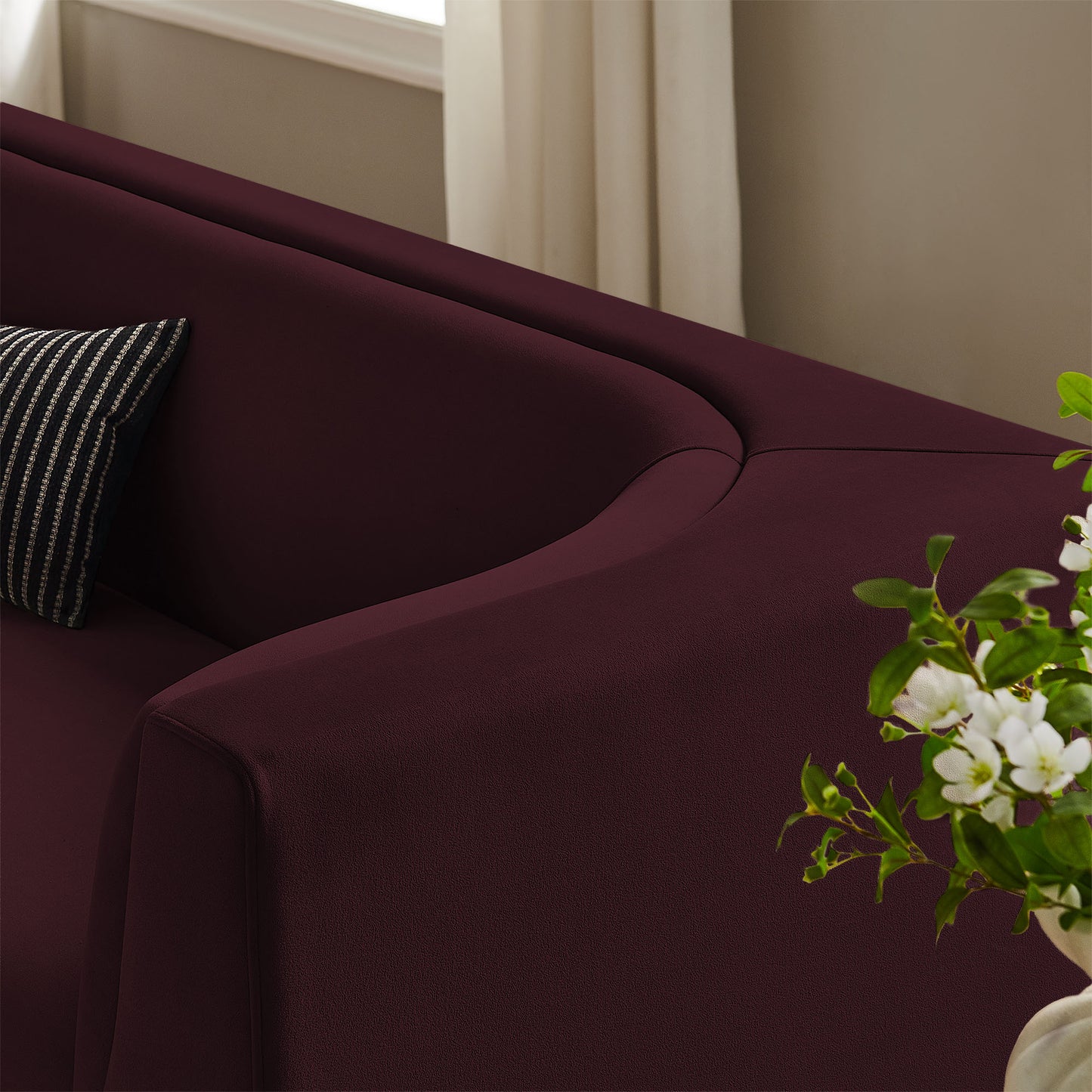 Hilda 86" Curved Back Performance Velvet Sofa by Modway