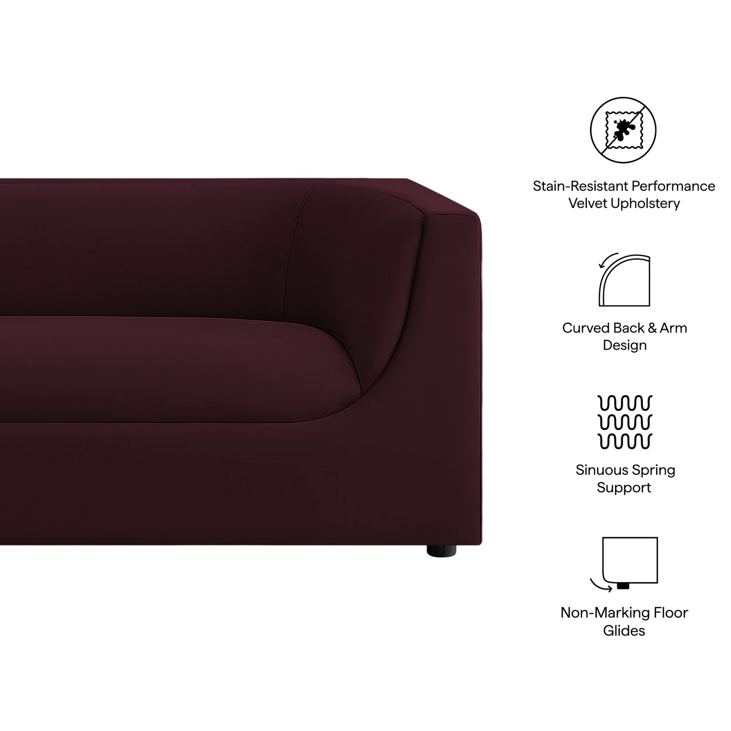 Hilda 86" Curved Back Performance Velvet Sofa by Modway