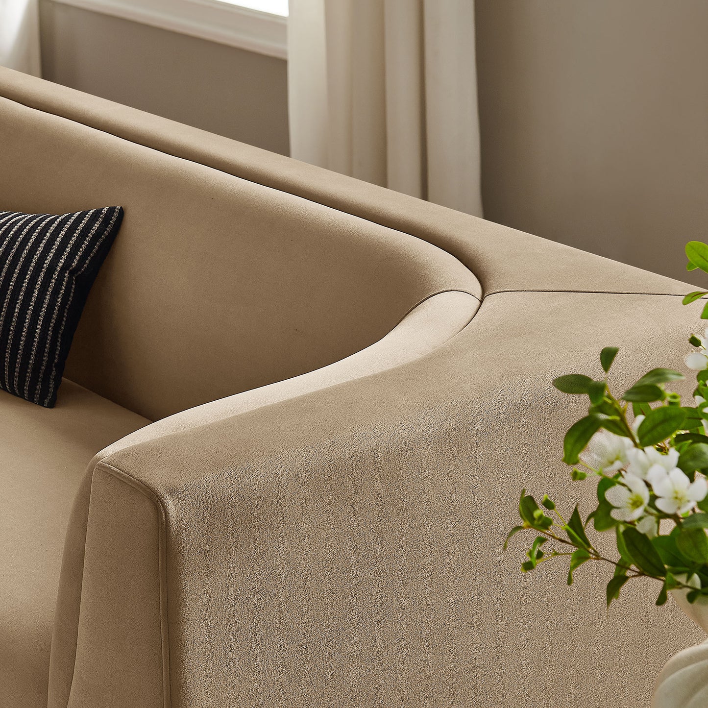 Hilda 86" Curved Back Performance Velvet Sofa by Modway