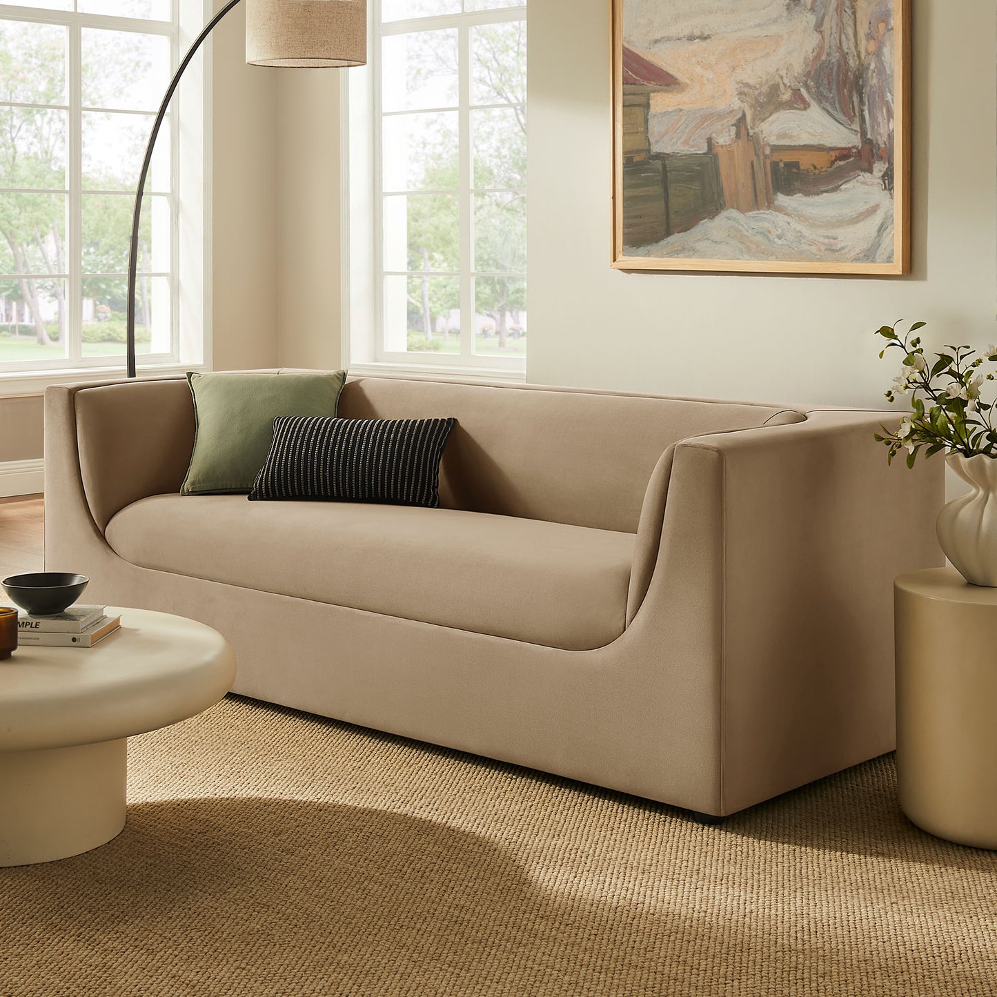 Hilda 86" Curved Back Performance Velvet Sofa by Modway