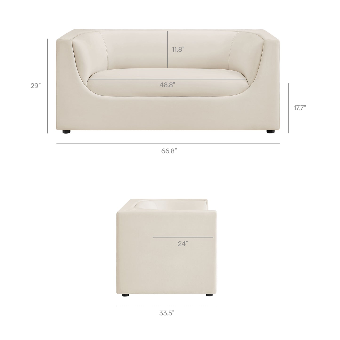 Hilda 67" Curved Back Performance Velvet Loveseat by Modway