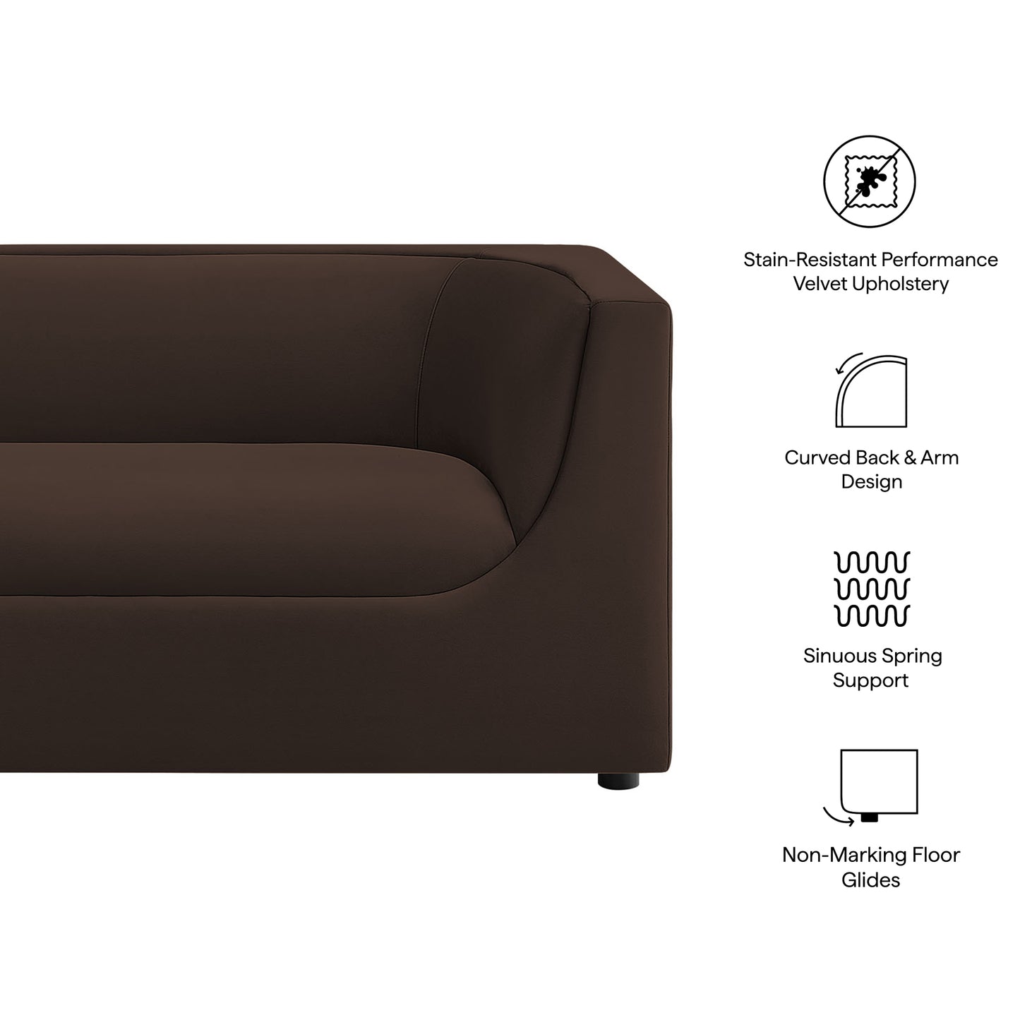 Hilda 67" Curved Back Performance Velvet Loveseat by Modway