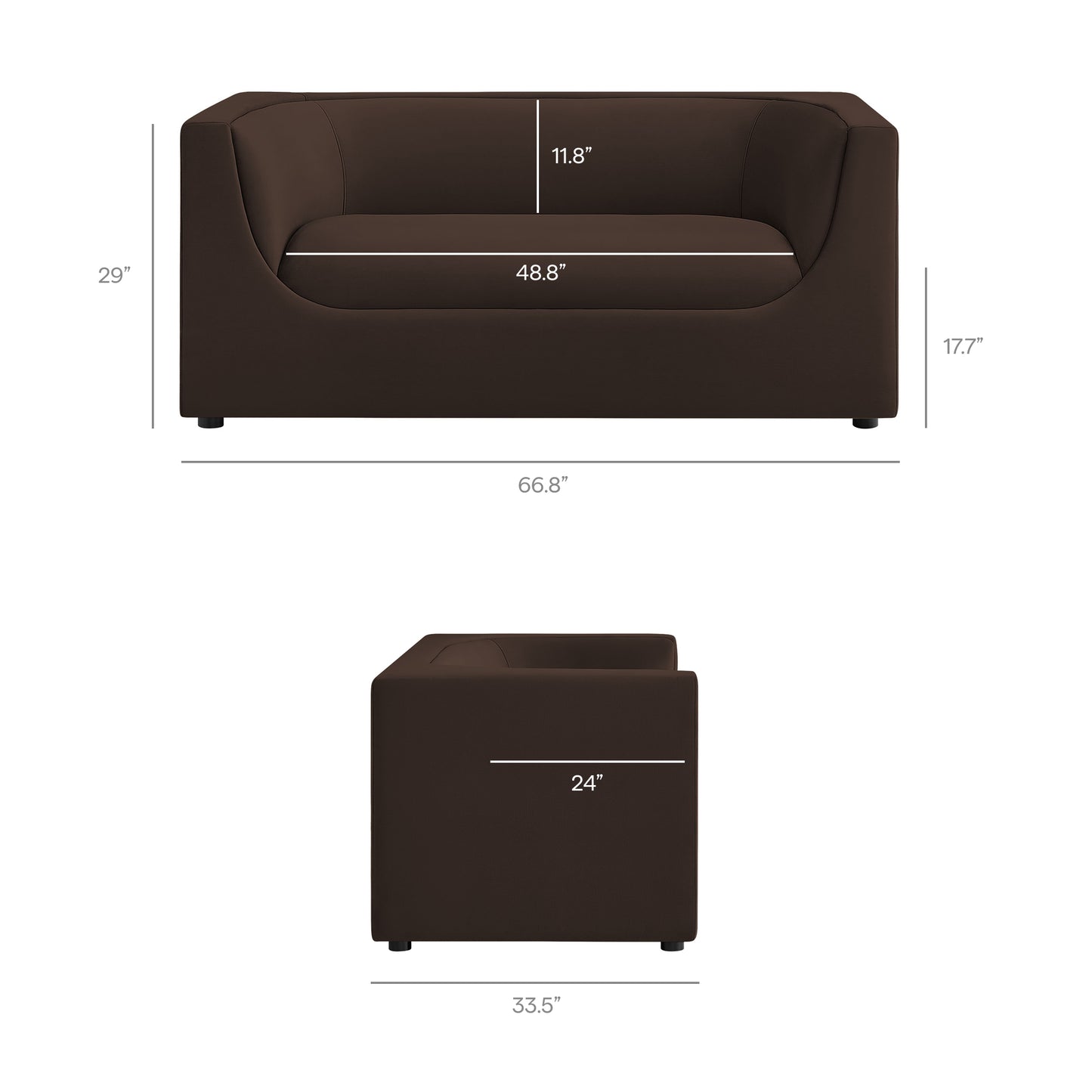 Hilda 67" Curved Back Performance Velvet Loveseat by Modway