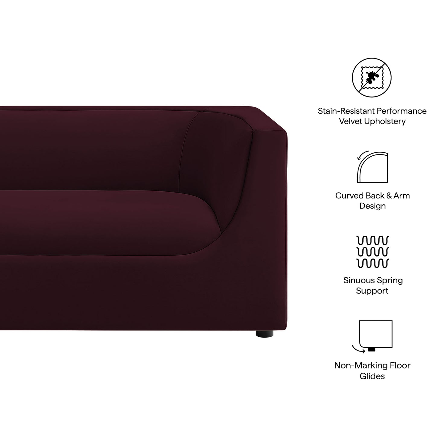Hilda 67" Curved Back Performance Velvet Loveseat by Modway