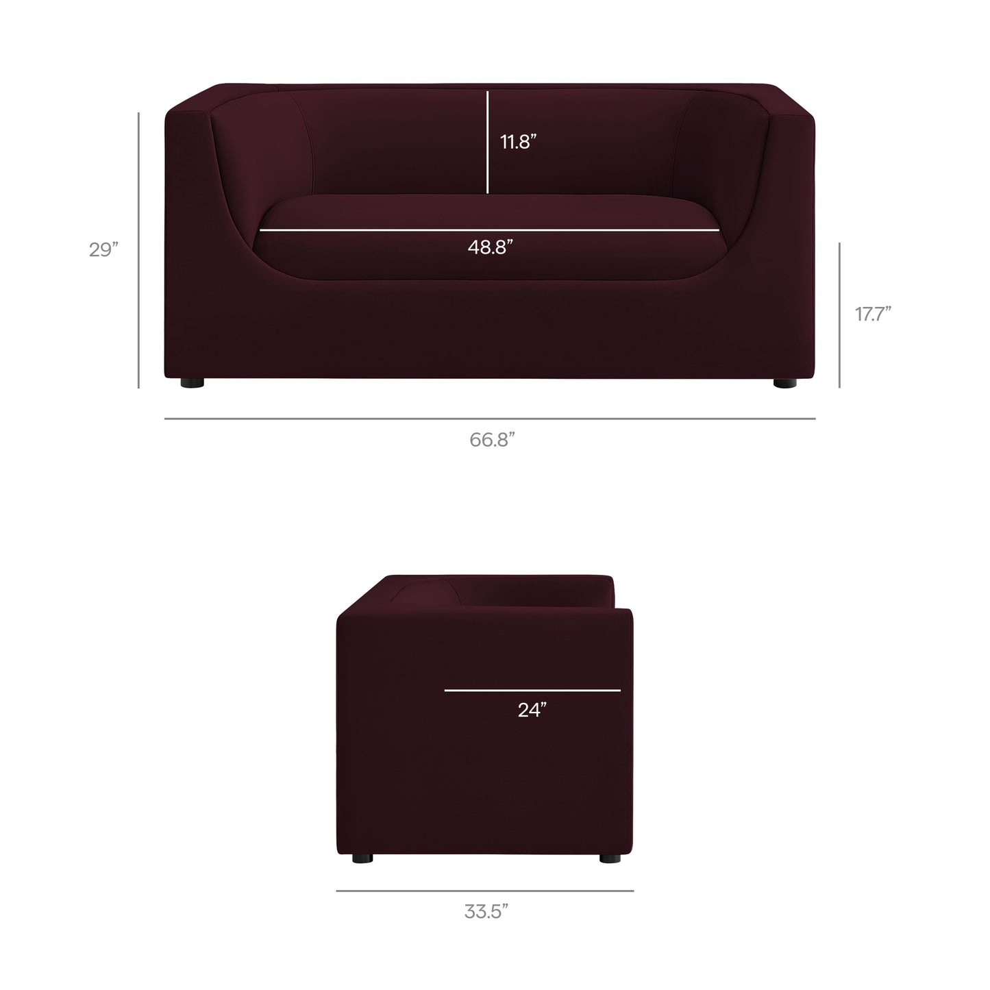 Hilda 67" Curved Back Performance Velvet Loveseat by Modway