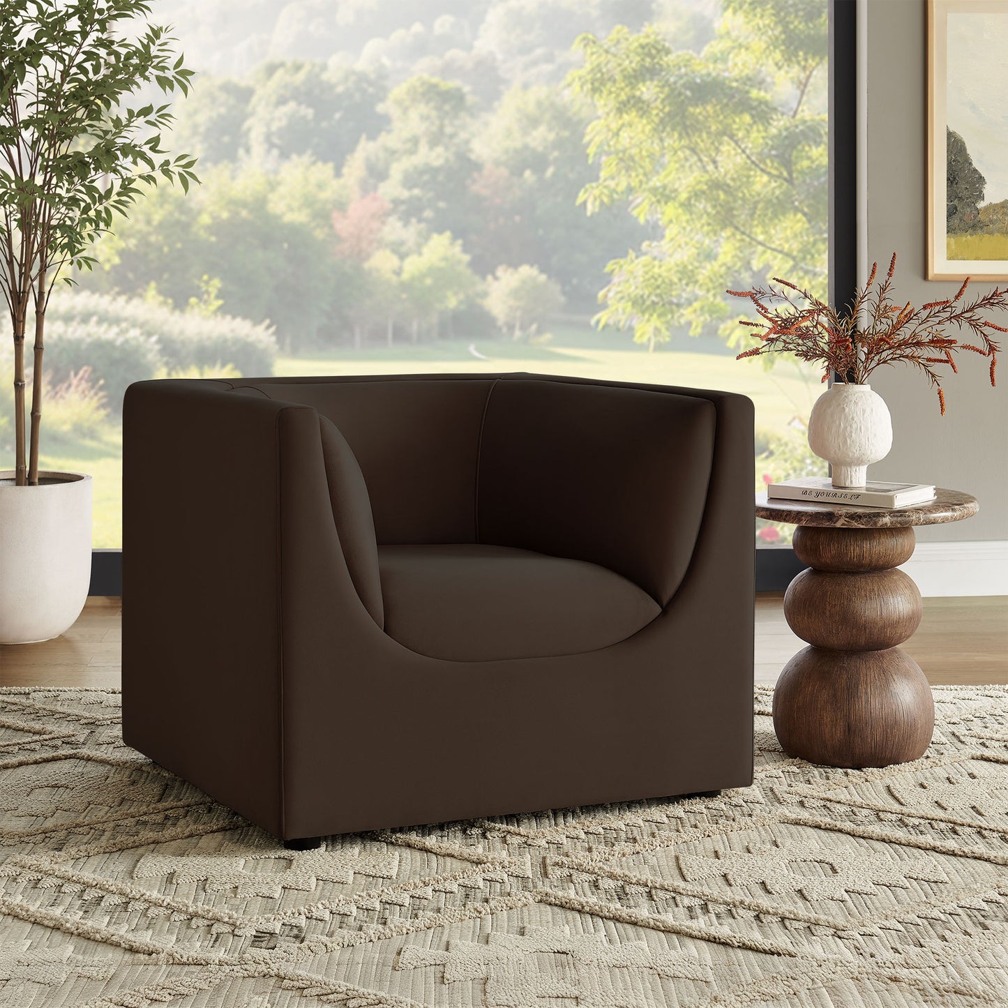 Hilda Curved Back Performance Velvet Armchair by Modway