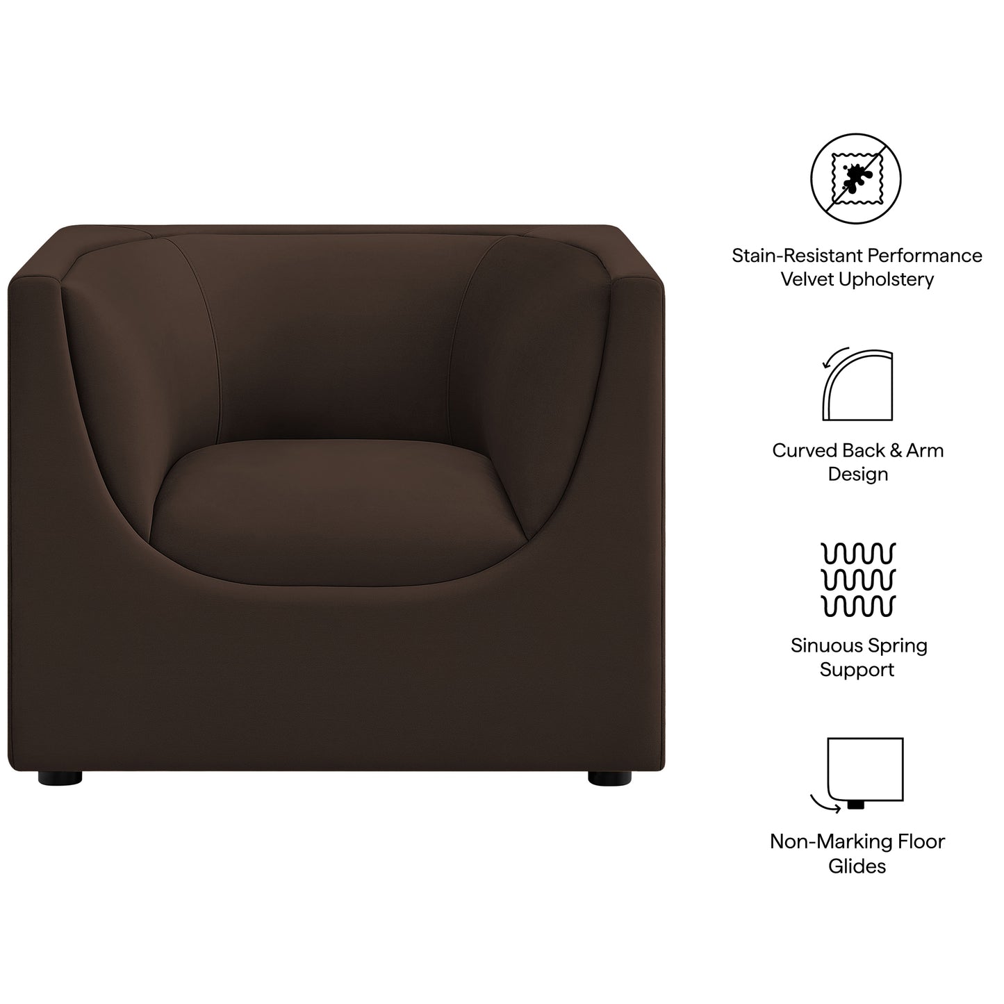 Hilda Curved Back Performance Velvet Armchair by Modway