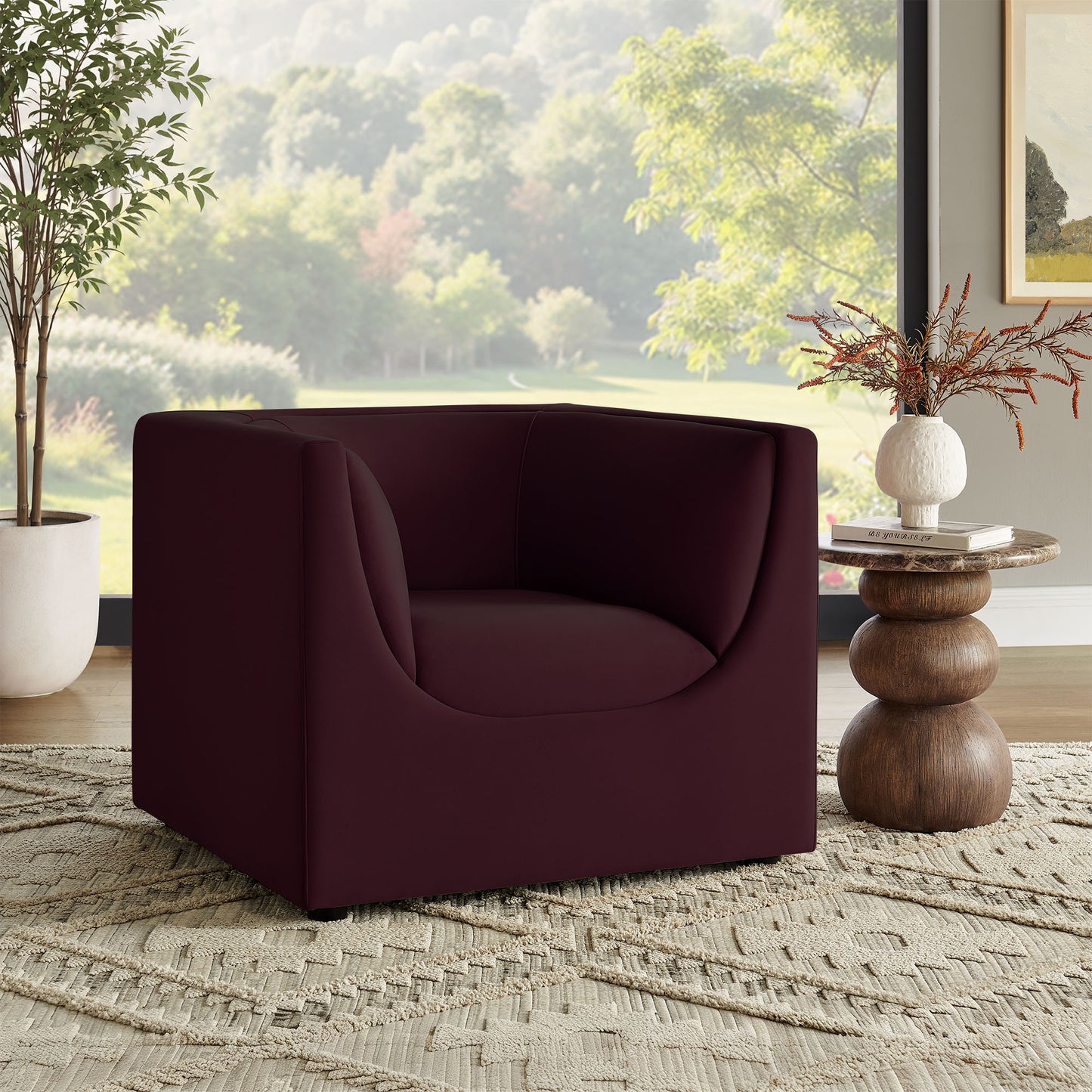 Hilda Curved Back Performance Velvet Armchair by Modway