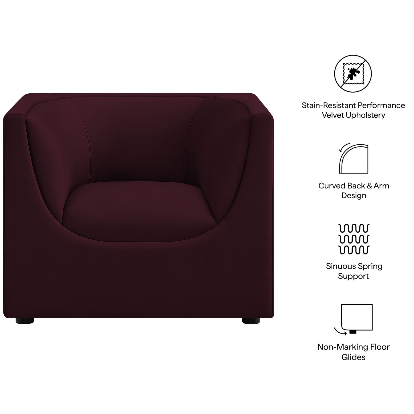Hilda Curved Back Performance Velvet Armchair by Modway