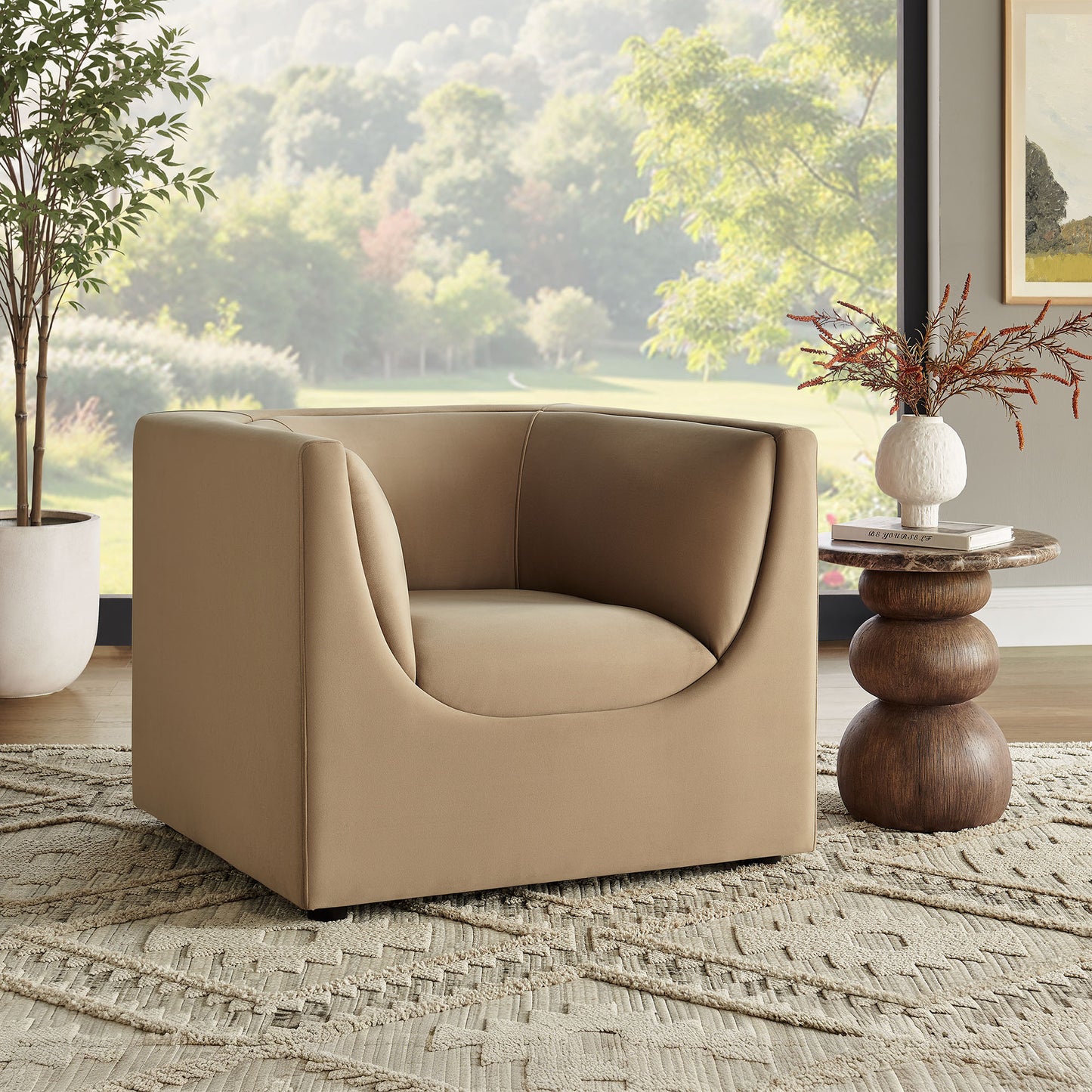 Hilda Curved Back Performance Velvet Armchair by Modway