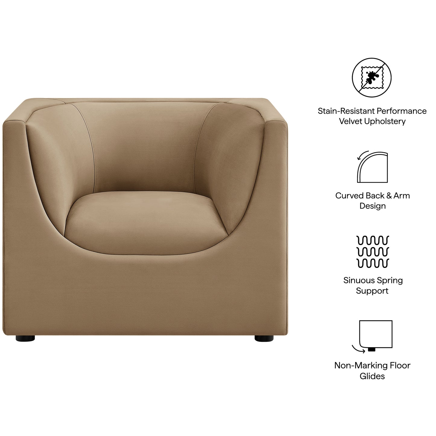 Hilda Curved Back Performance Velvet Armchair by Modway