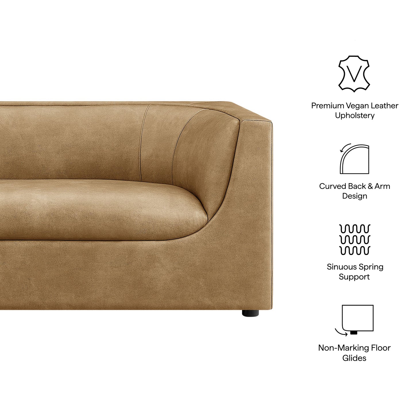 Hilda 86" Curved Back Vegan Leather Sofa by Modway