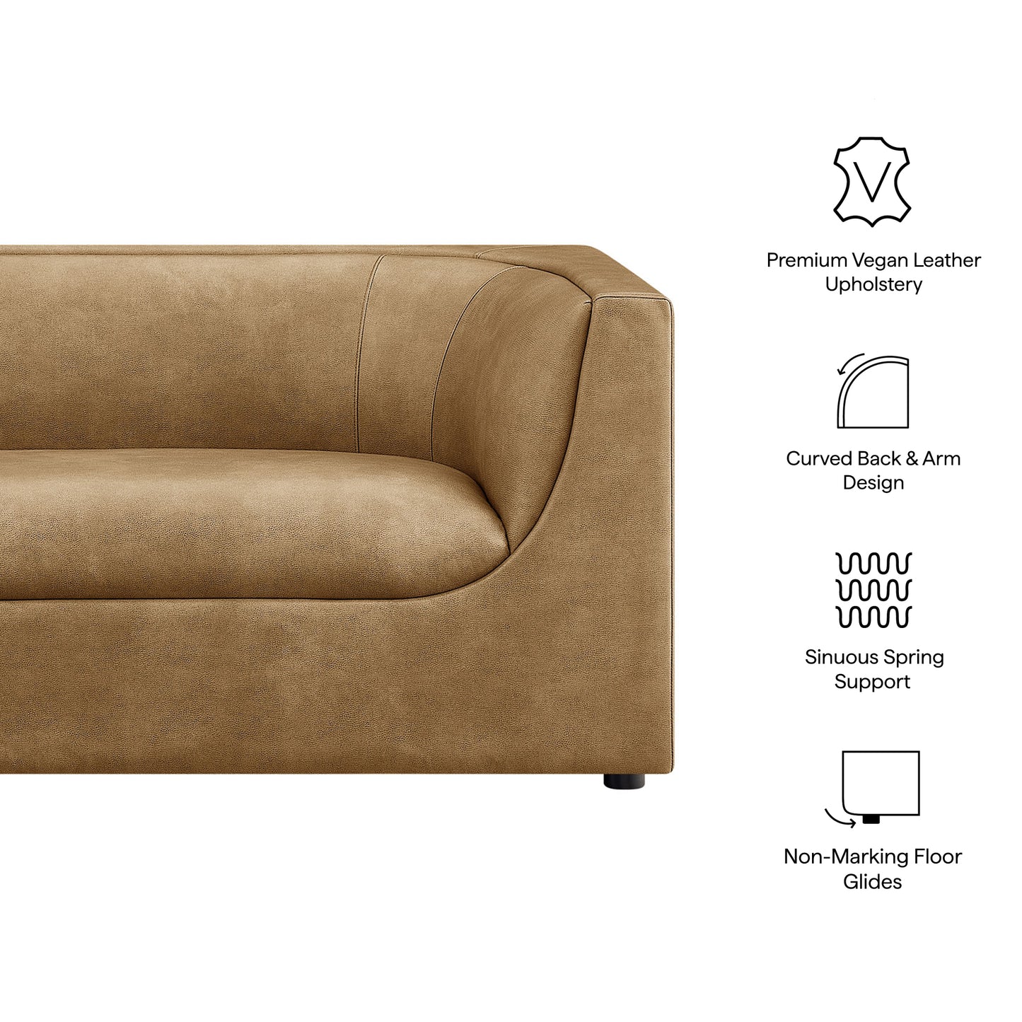 Hilda 67" Curved Back Vegan Leather Loveseat by Modway