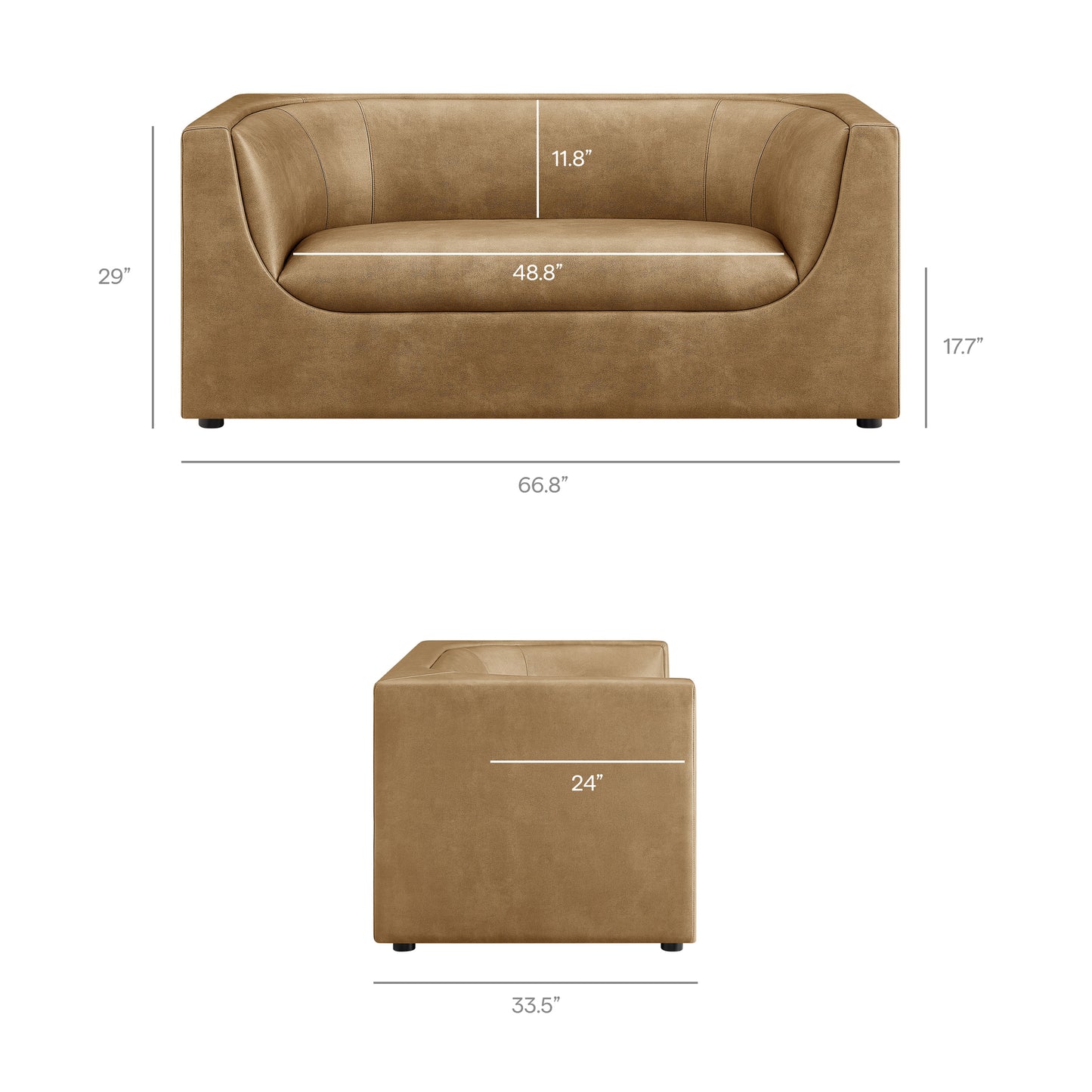 Hilda 67" Curved Back Vegan Leather Loveseat by Modway