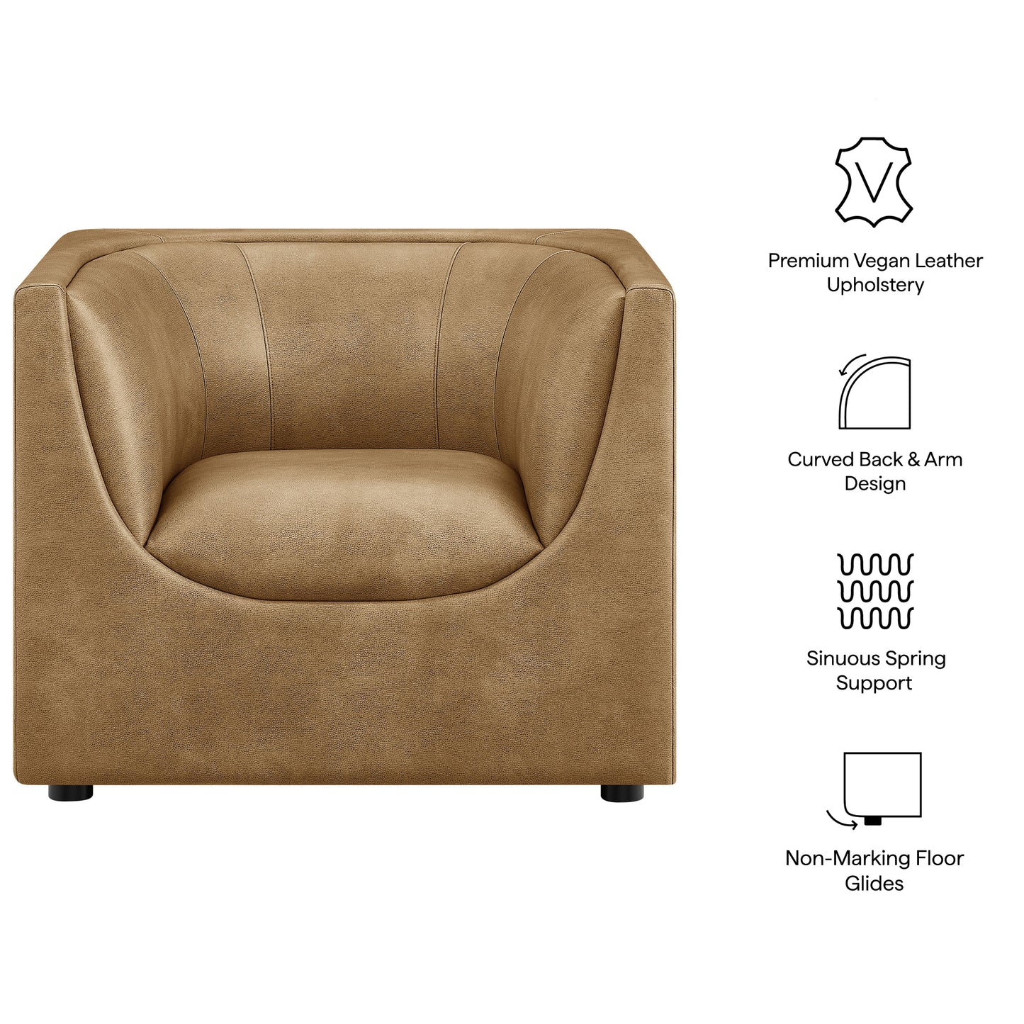 Hilda Curved Back Vegan Leather Armchair by Modway