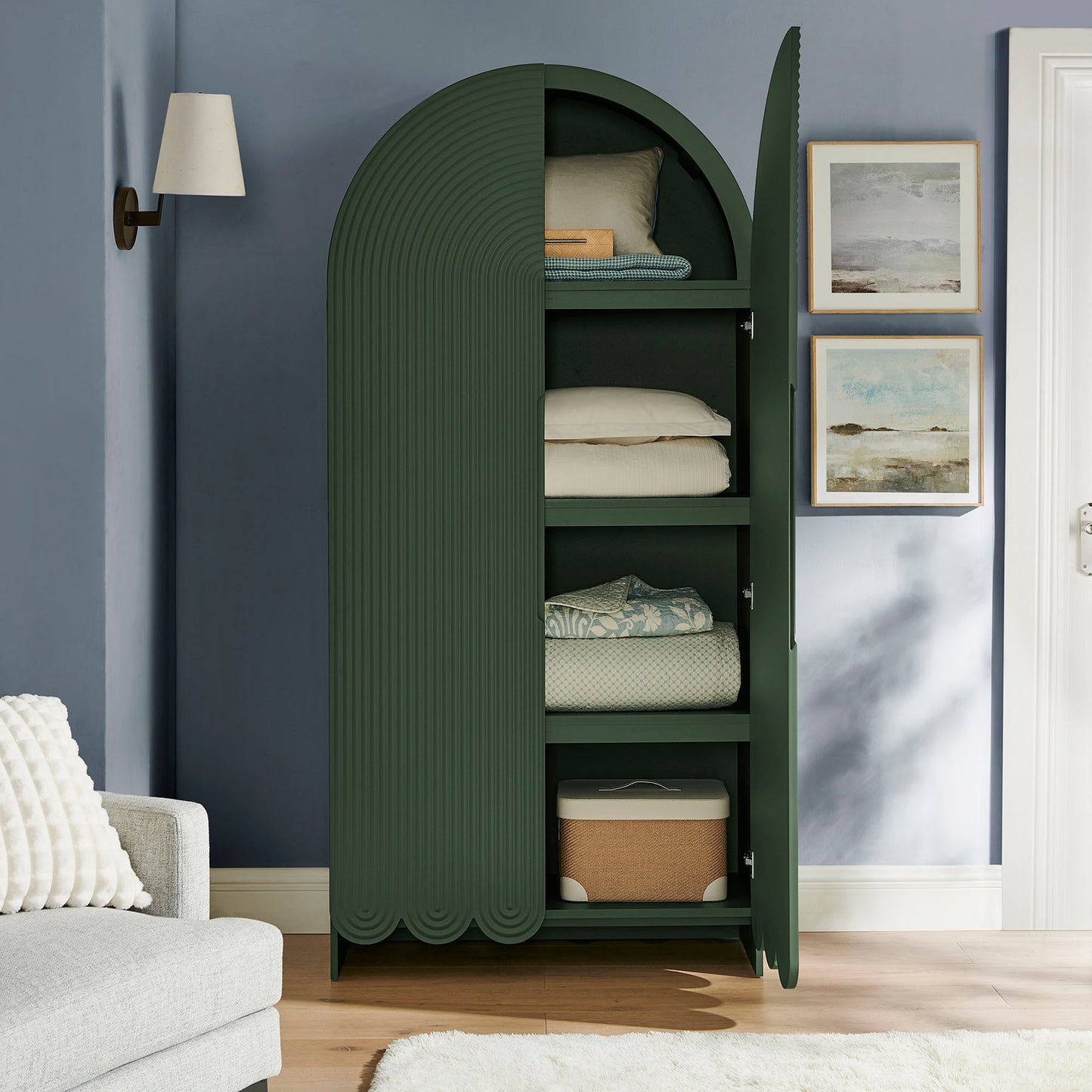 Dahlia 78 Inch Fluted and Scalloped Arched Storage Cabinet by Modway