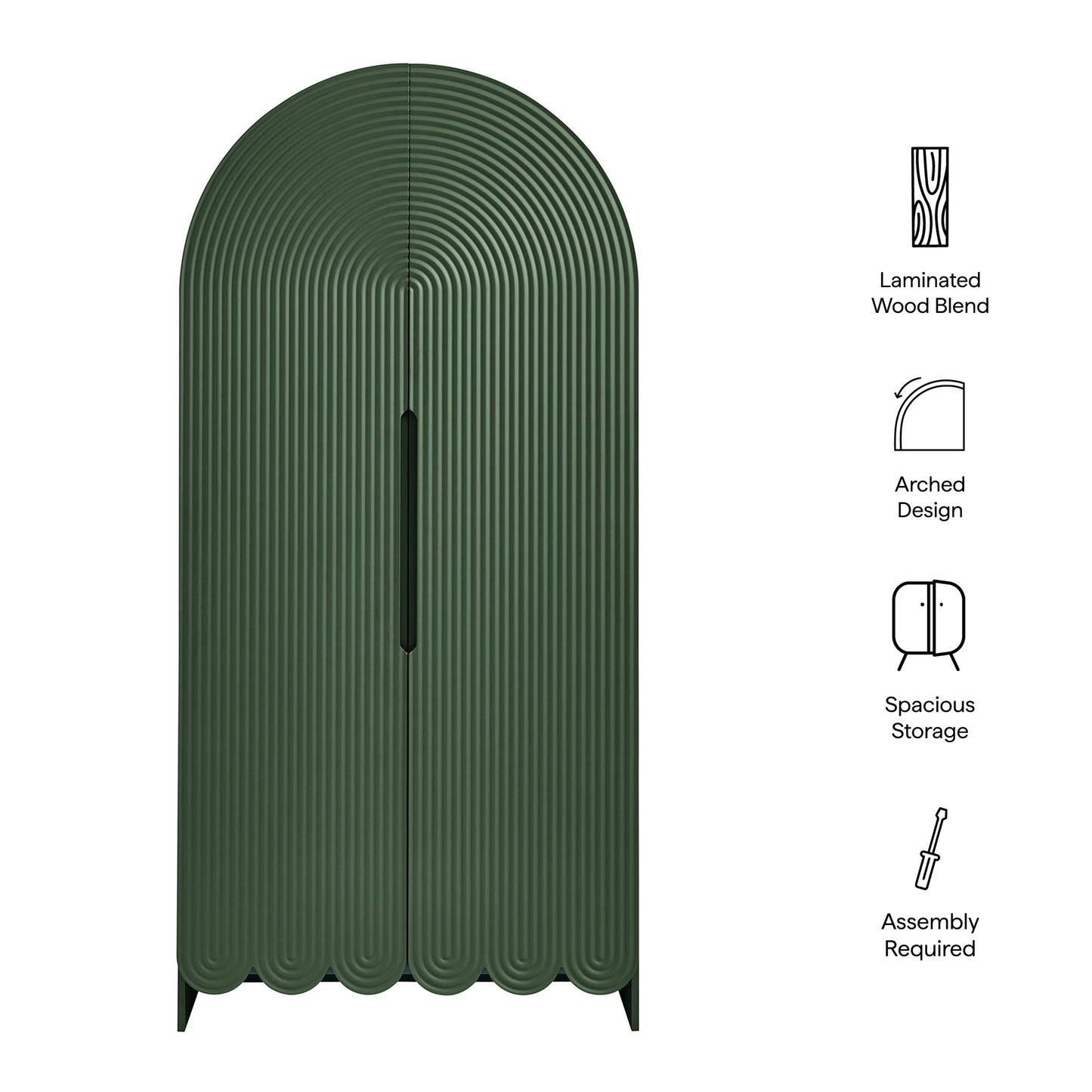 Dahlia 78 Inch Fluted and Scalloped Arched Storage Cabinet by Modway
