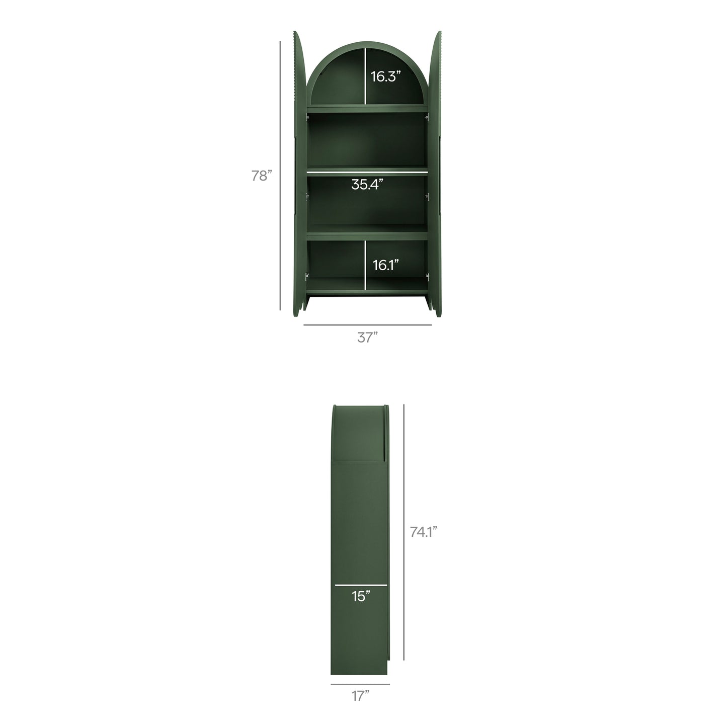 Dahlia 78 Inch Fluted and Scalloped Arched Storage Cabinet by Modway