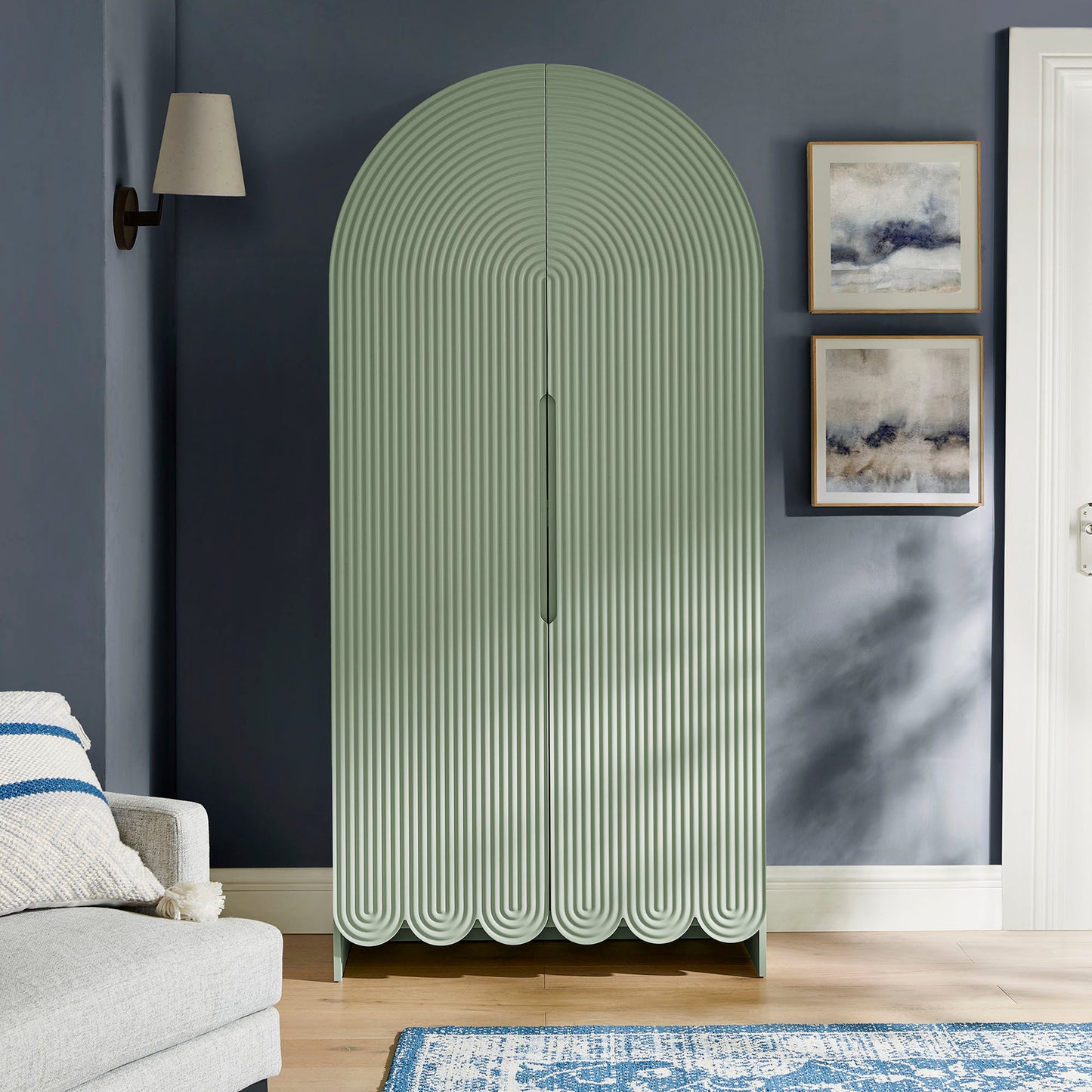 Dahlia 78 Inch Fluted and Scalloped Arched Storage Cabinet by Modway