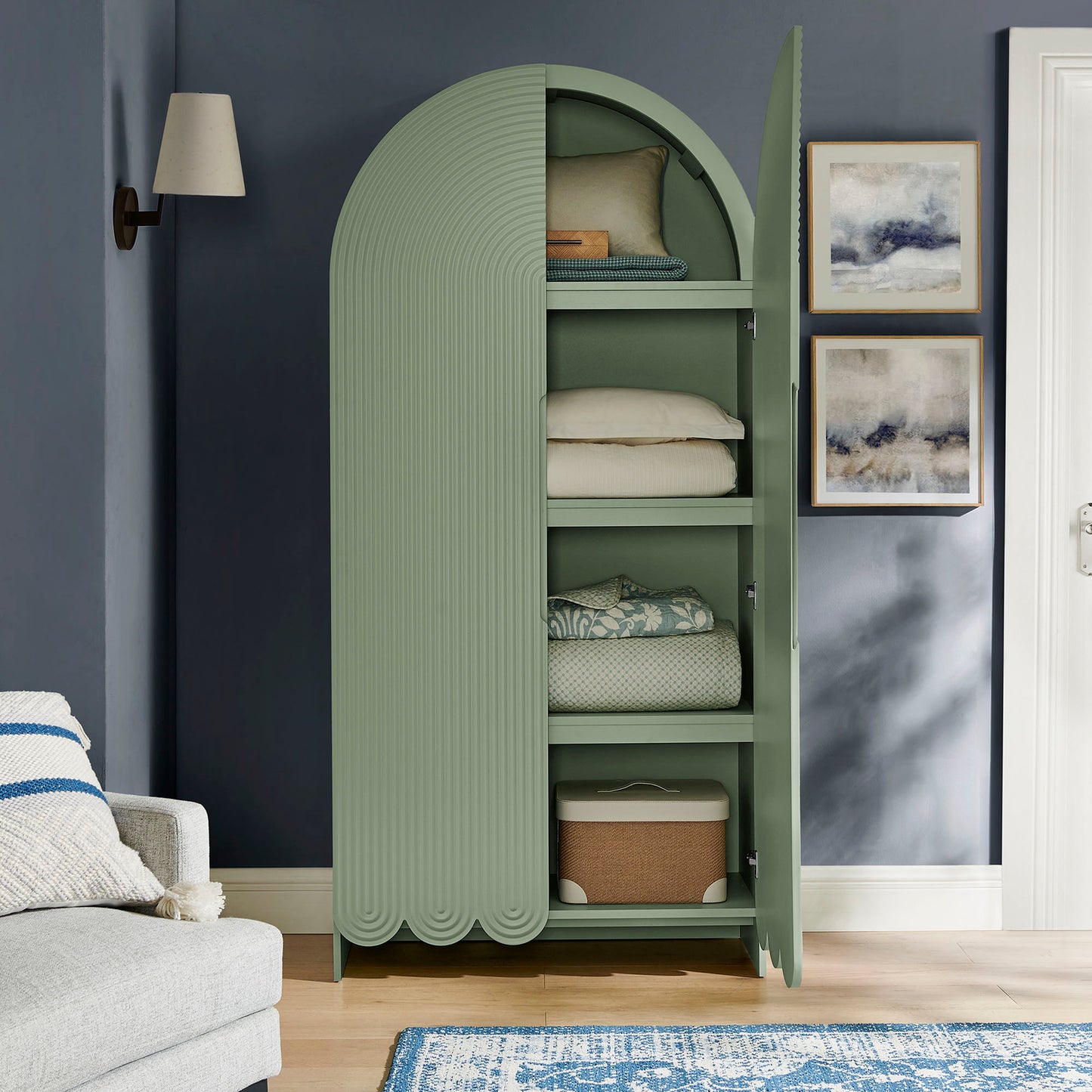 Dahlia 78 Inch Fluted and Scalloped Arched Storage Cabinet by Modway