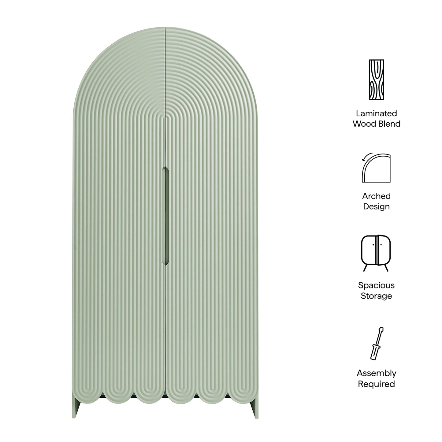 Dahlia 78 Inch Fluted and Scalloped Arched Storage Cabinet by Modway
