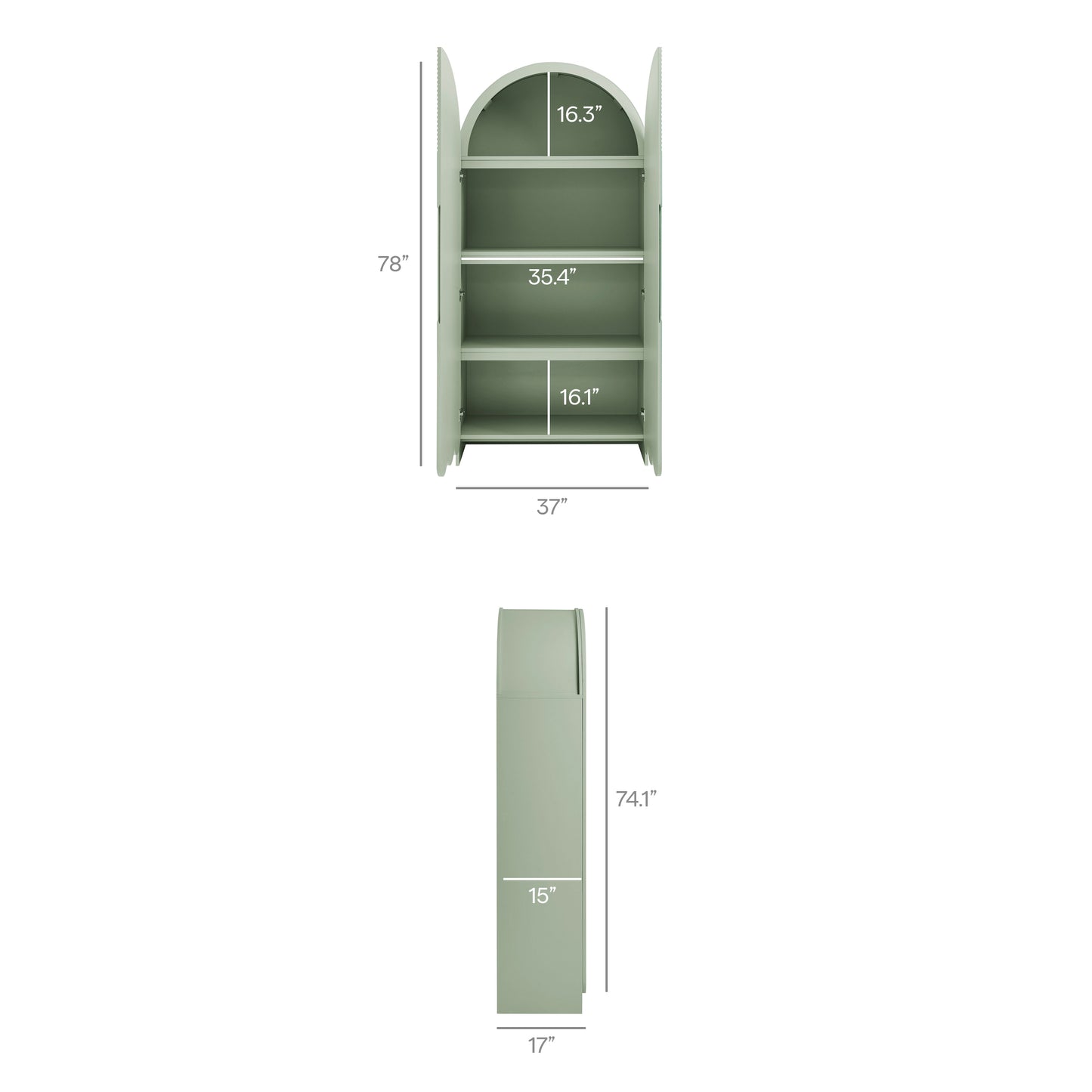 Dahlia 78 Inch Fluted and Scalloped Arched Storage Cabinet by Modway