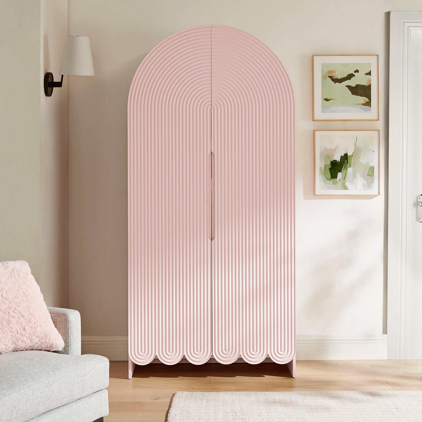 Dahlia 78 Inch Fluted and Scalloped Arched Storage Cabinet by Modway