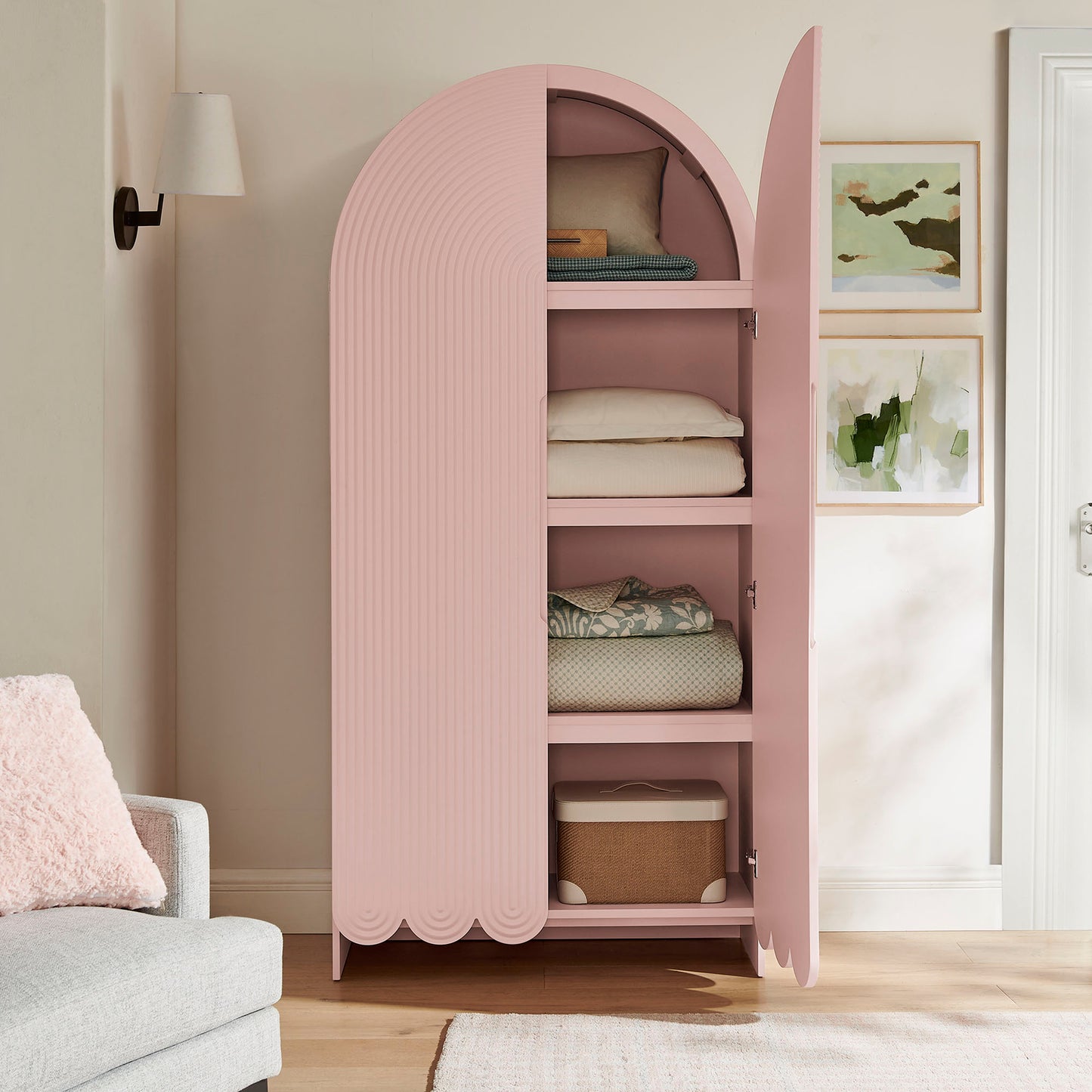 Dahlia 78 Inch Fluted and Scalloped Arched Storage Cabinet by Modway