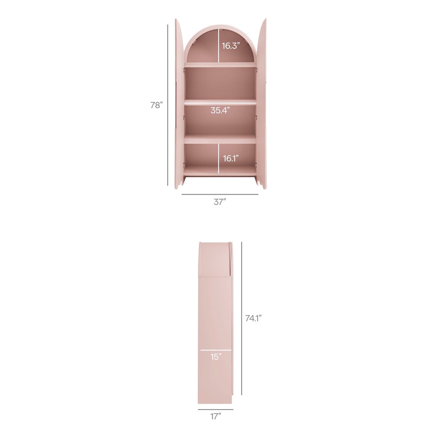 Dahlia 78 Inch Fluted and Scalloped Arched Storage Cabinet by Modway