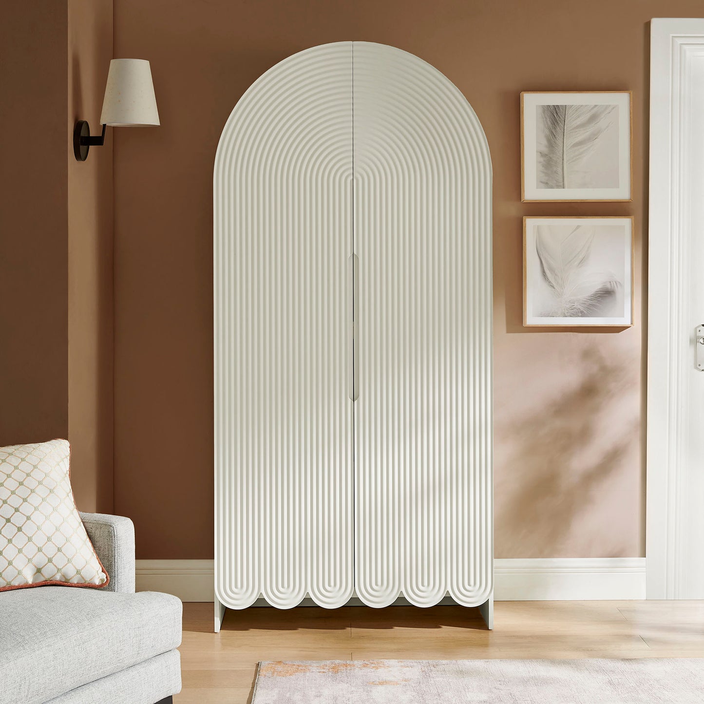 Dahlia 78 Inch Fluted and Scalloped Arched Storage Cabinet by Modway