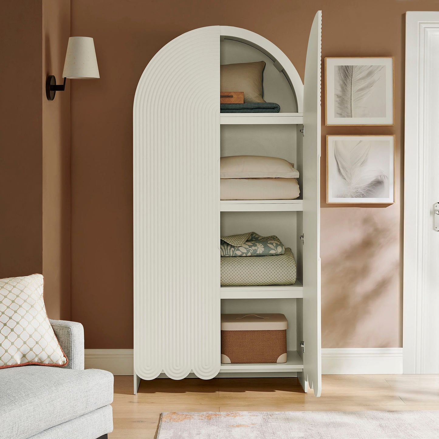 Dahlia 78 Inch Fluted and Scalloped Arched Storage Cabinet by Modway