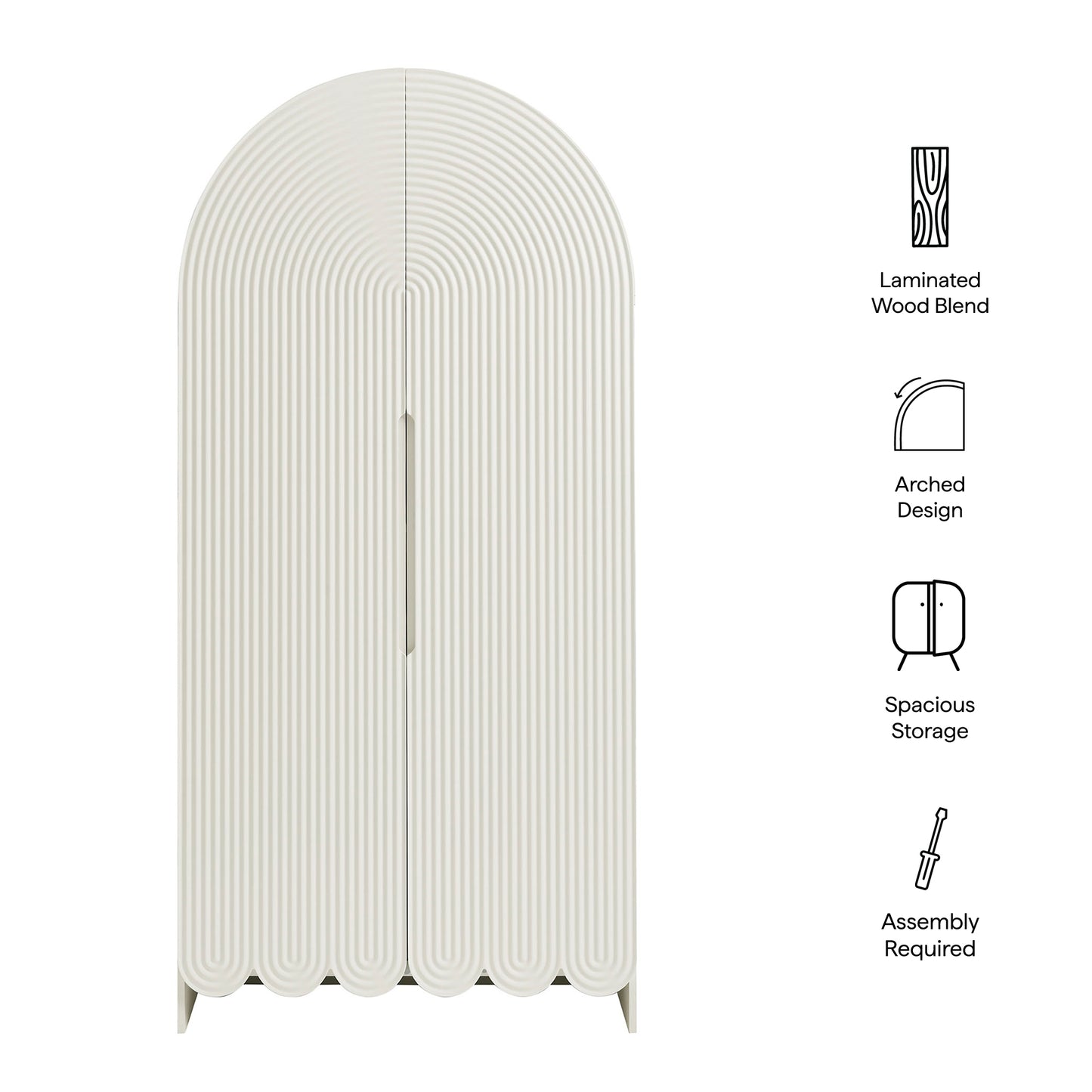 Dahlia 78 Inch Fluted and Scalloped Arched Storage Cabinet by Modway